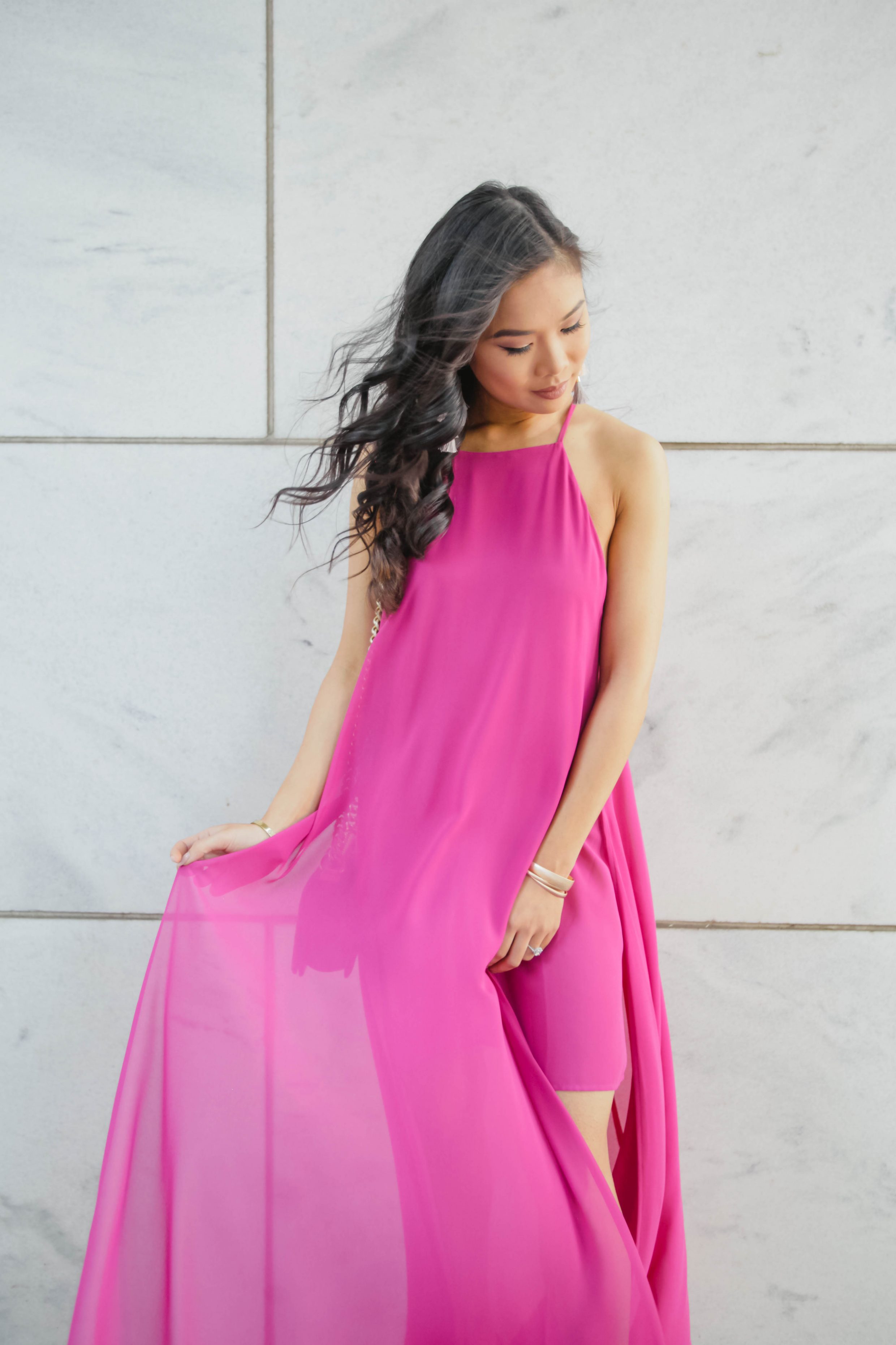 Fuchsia pop maxi dress perfect for spring and summer