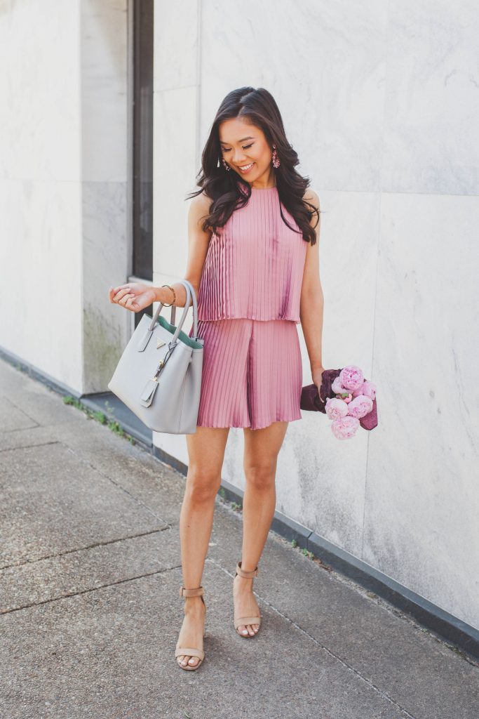 Pleated Romper (Blue or Pink)