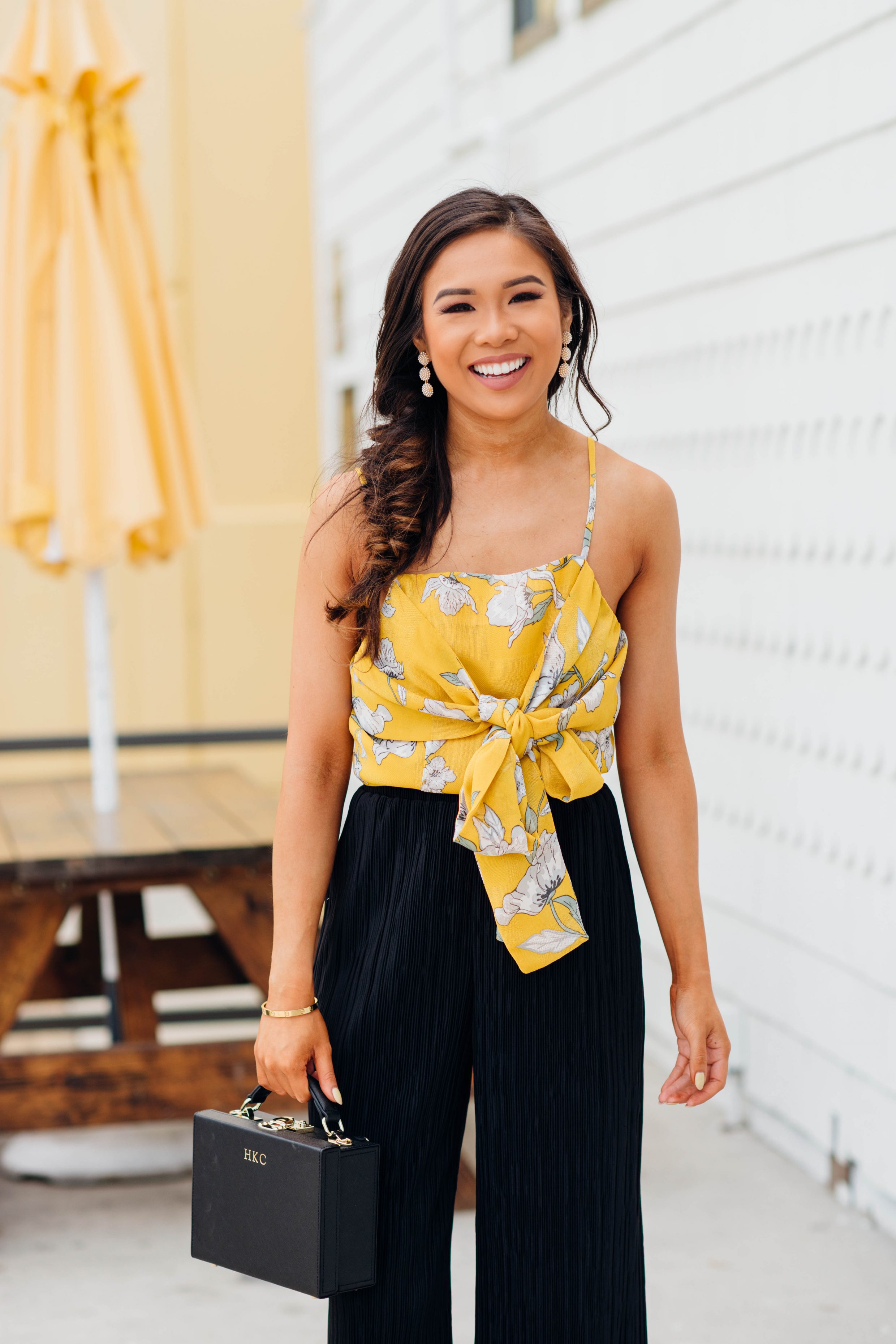 Hoang-Kim styles a crop top you can wear two ways with black wide-leg pants