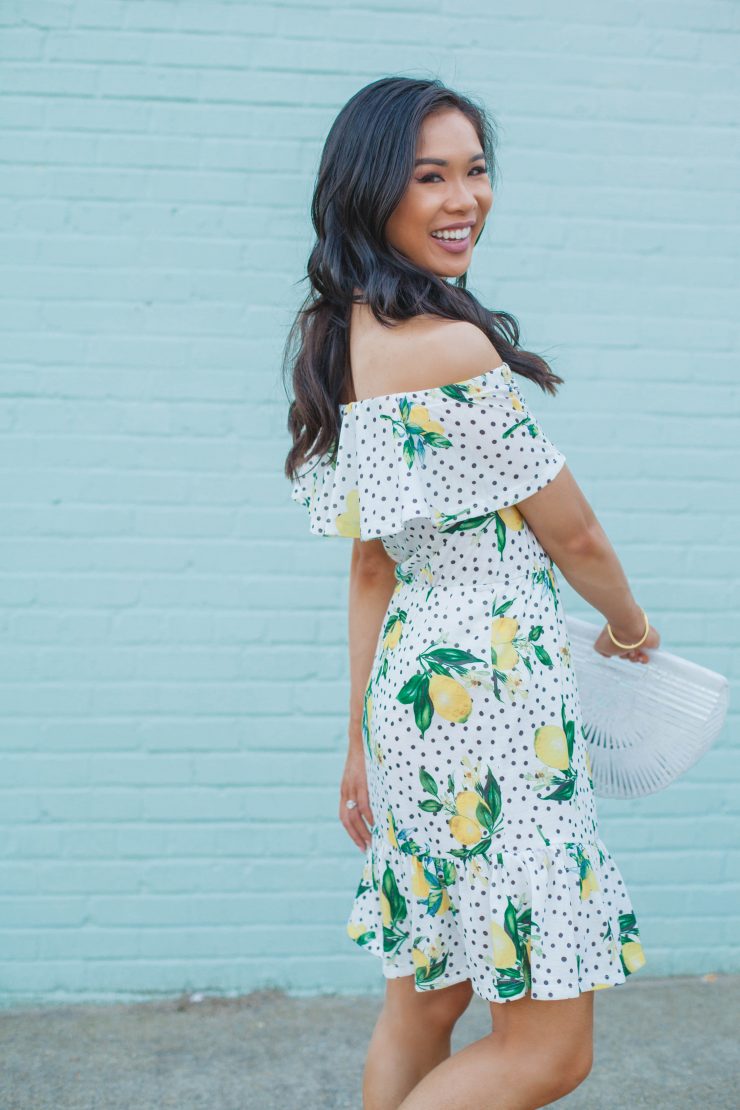 All of the Lemons OfftheShoulder Lemon Print Dress Color & Chic