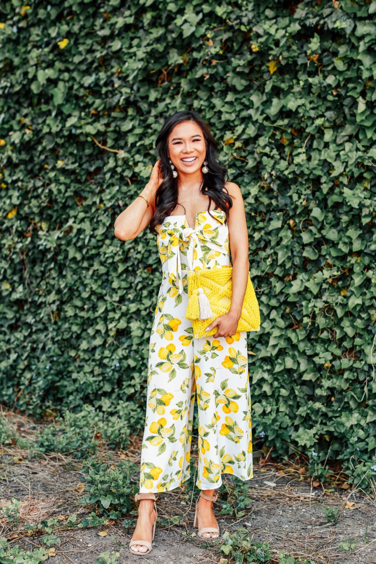 Lemons Self-Tie Shoulder Strap Jumpsuit