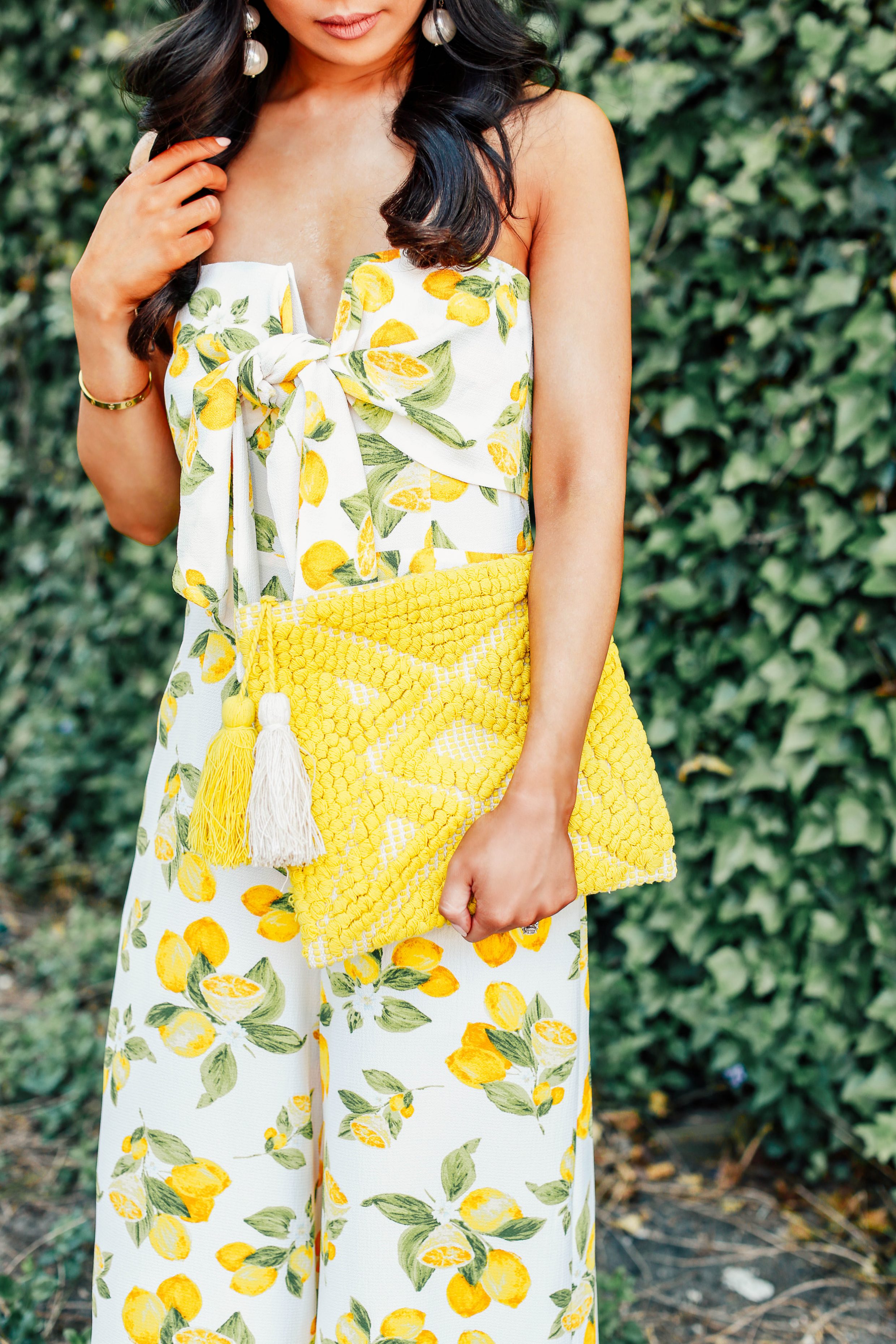 Lemon print jumpsuit, perfect for a summer outfit of the day