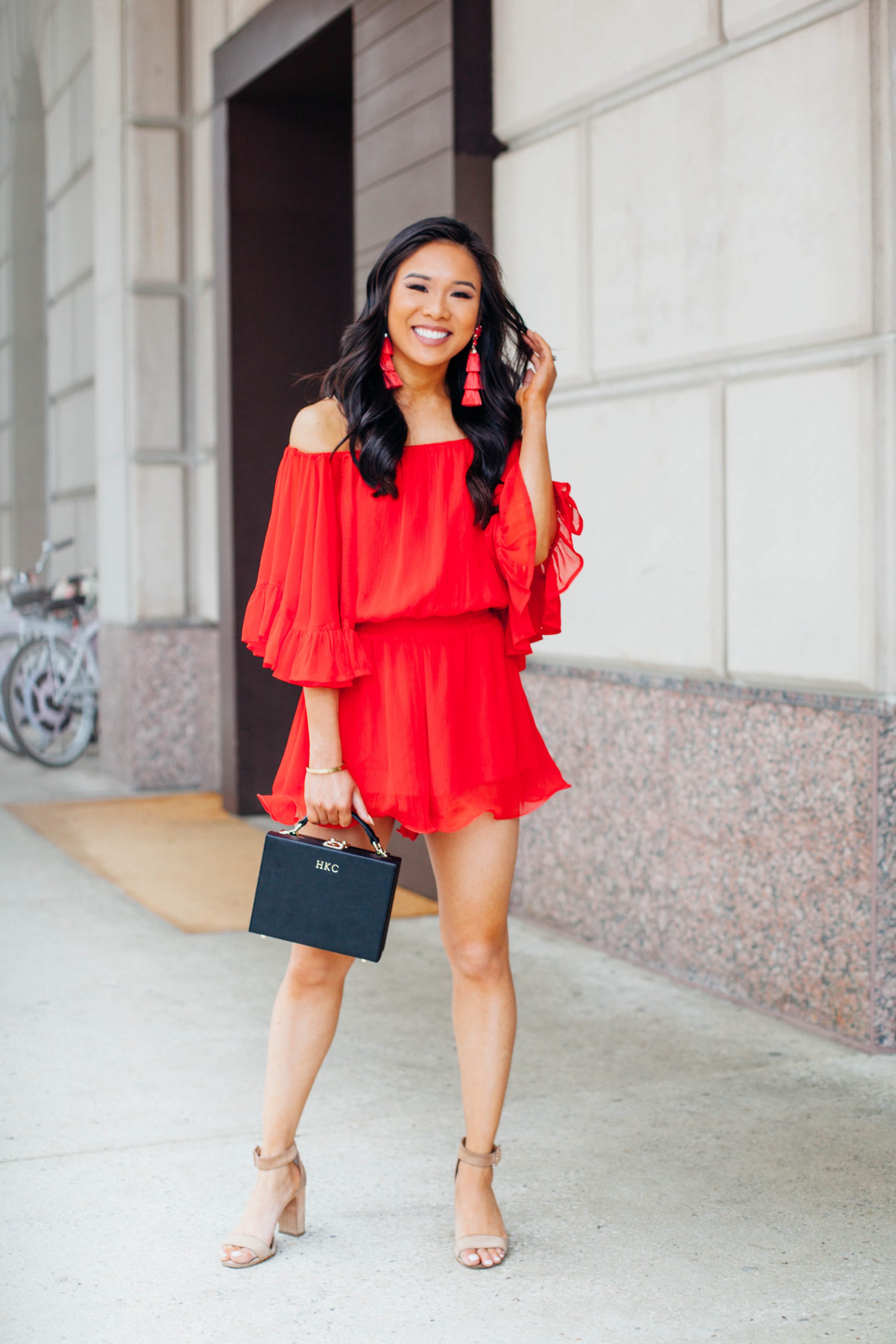 Lady in Red :: One shoulder jumpsuit & Rose clutch - Wendy's Lookbook