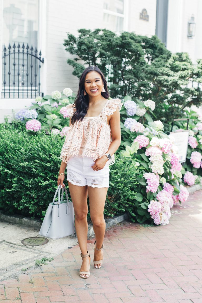 Pink Crochet Cropped Top & Hydrangeas for Summer Color & Chic