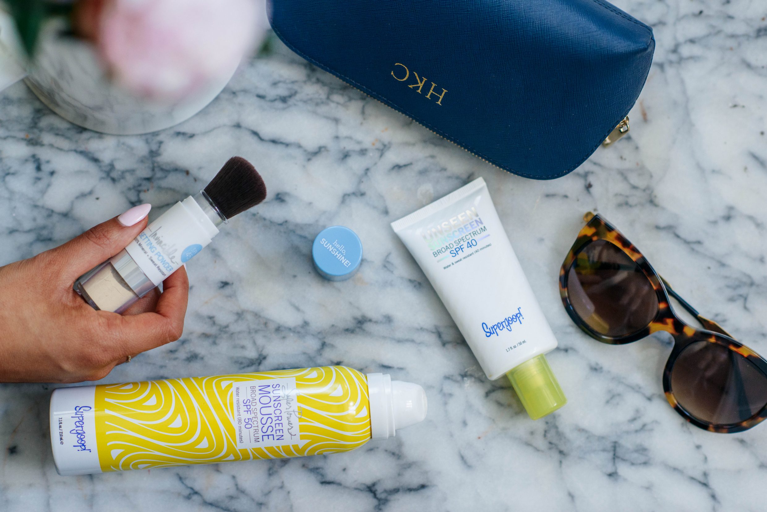 Supergoop! Favorites including the Unseen Sunscreen, Invincible Setting Powder and Sunscreen Mousse