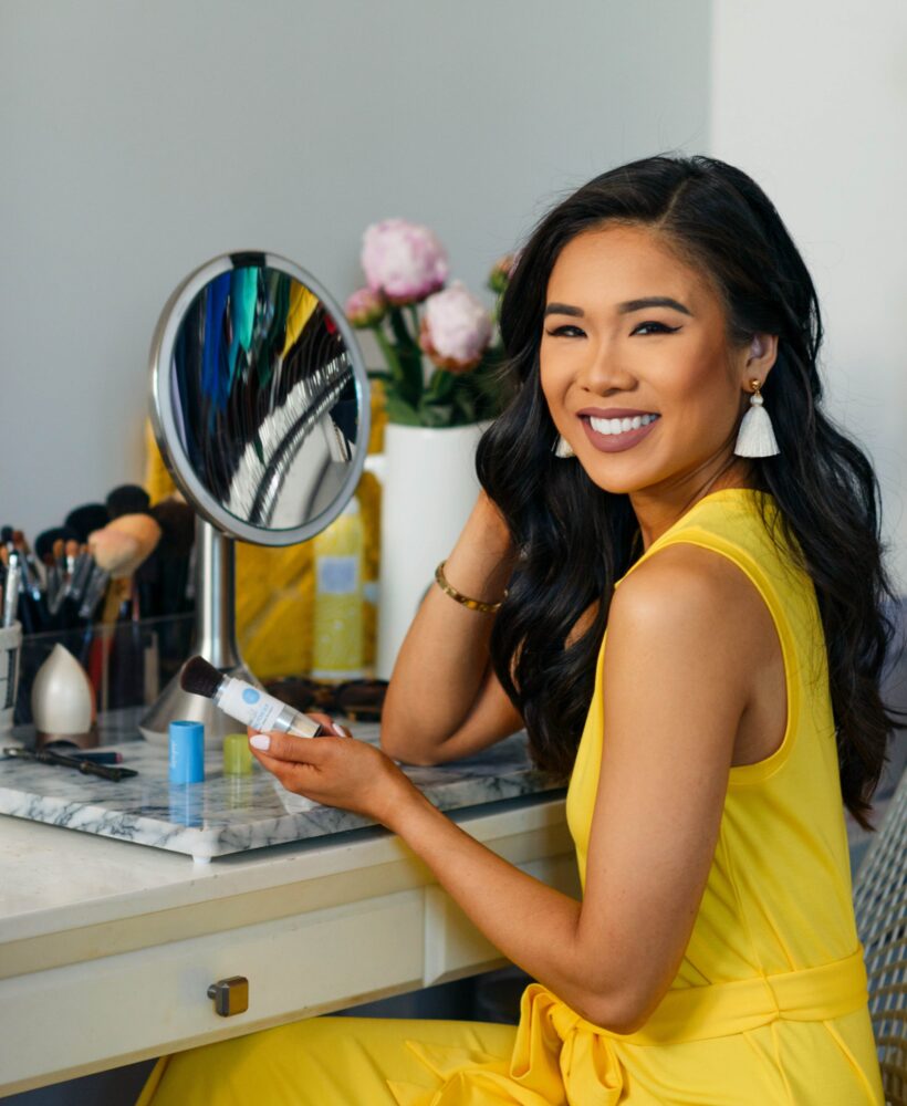 Hoang-Kim using Supergoop! Unseen Sunscreen with SPF 40