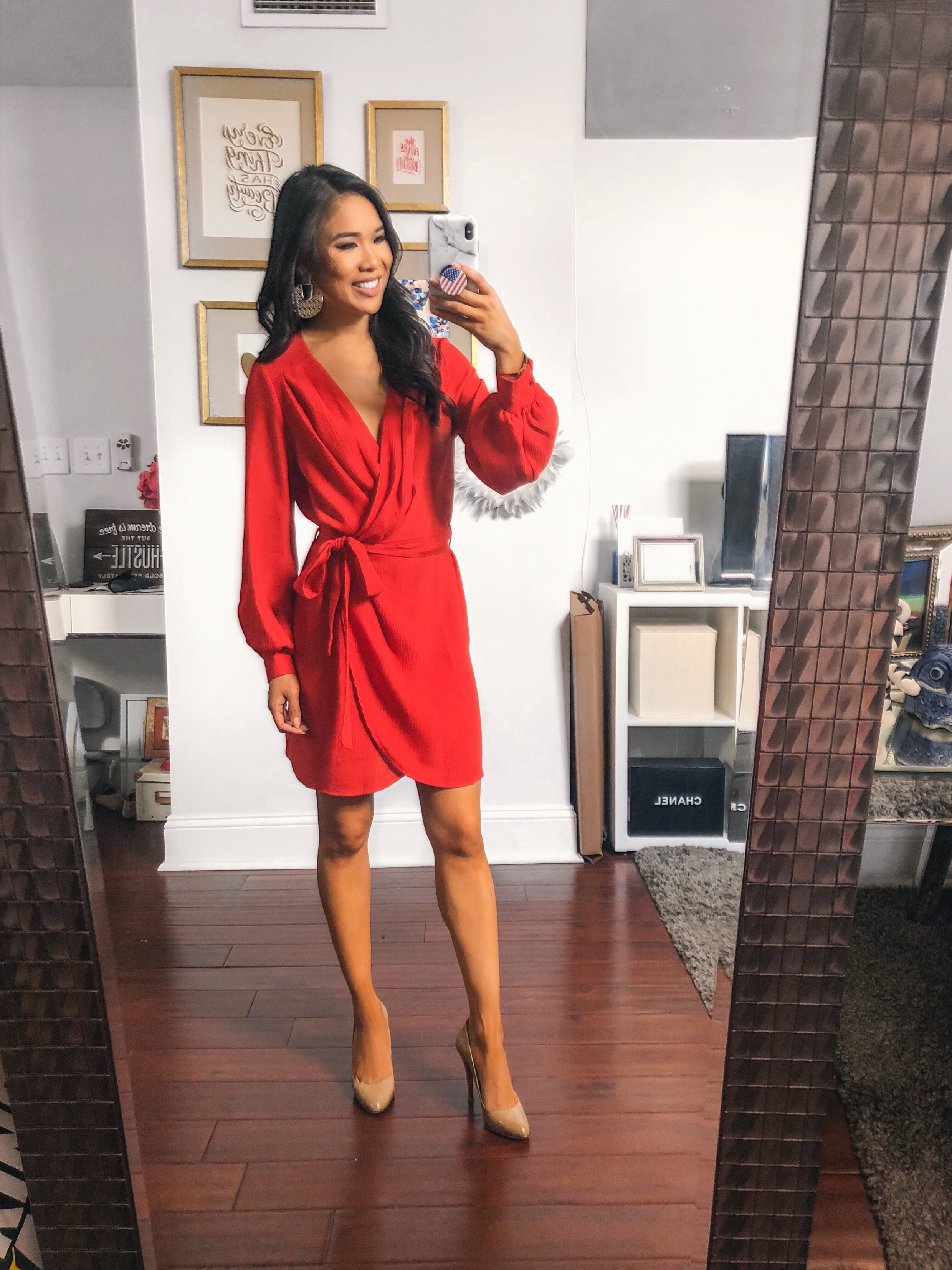 Red wrap dress for date night or work