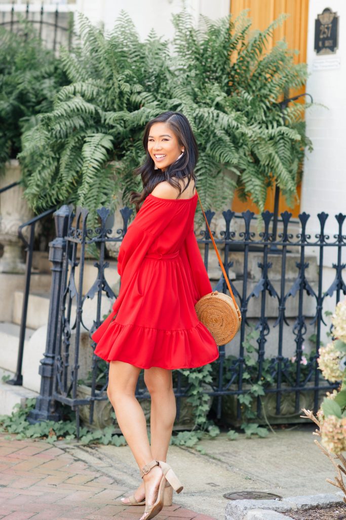 Dressing for Summer Heat :: Little Red off the Shoulder Dress - Color ...