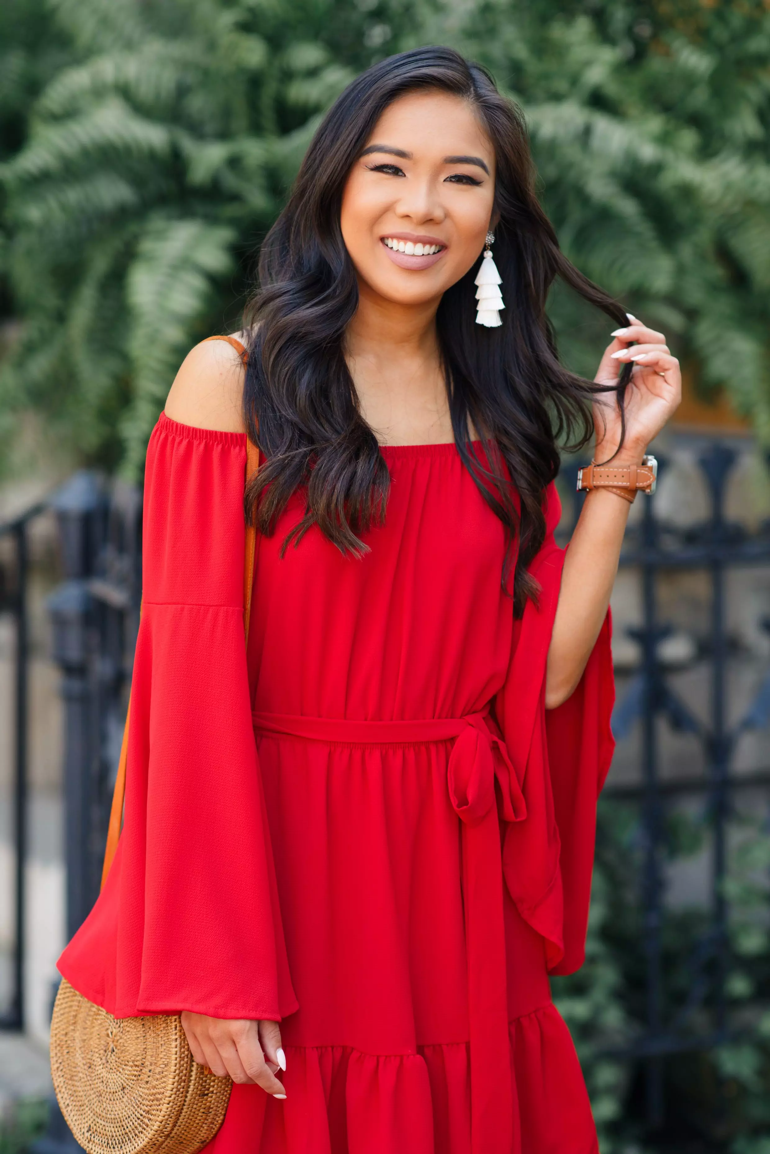 red off shoulder summer dress