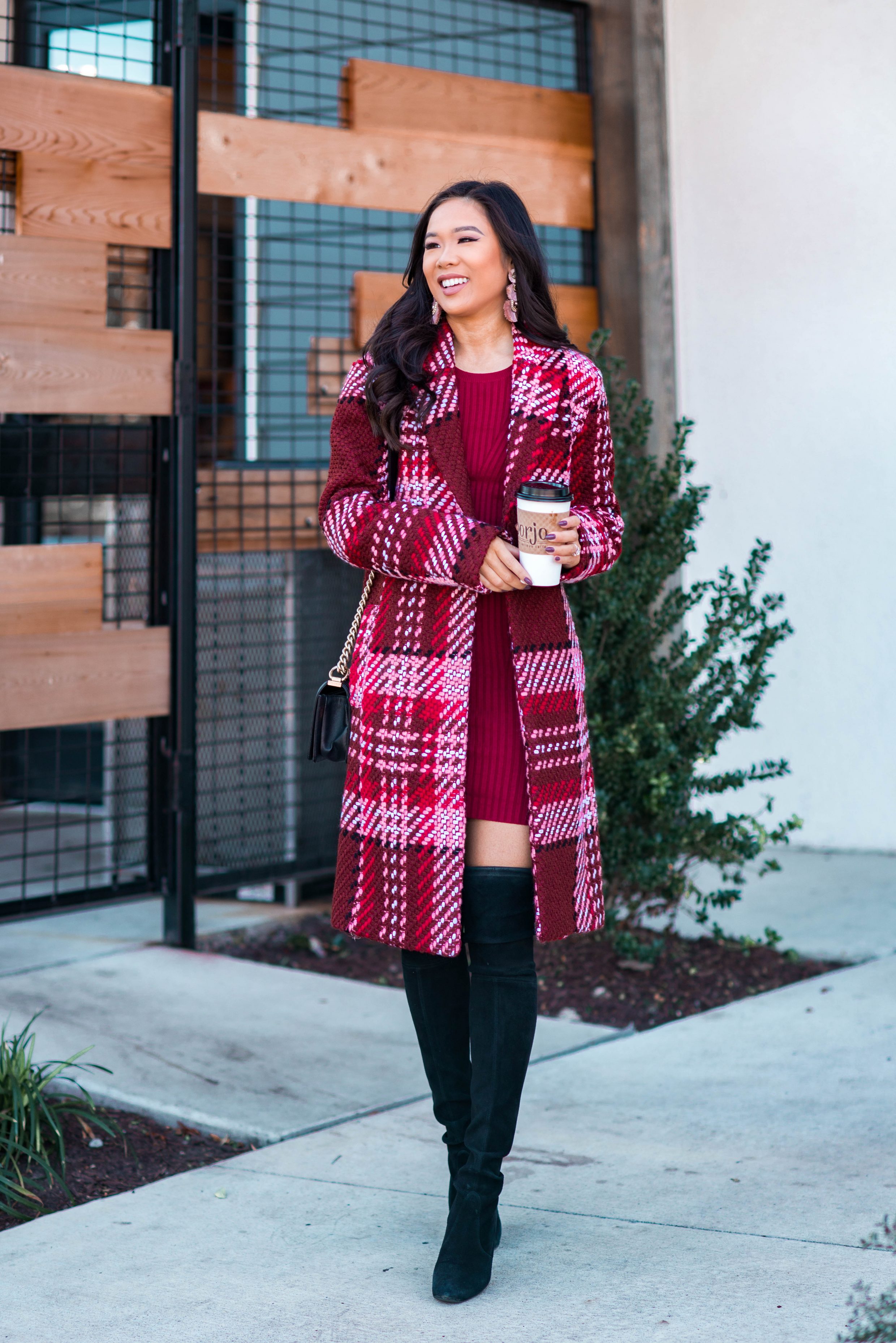 Blogger Hoang-Kim styles a plaid statement coat for fall and winter
