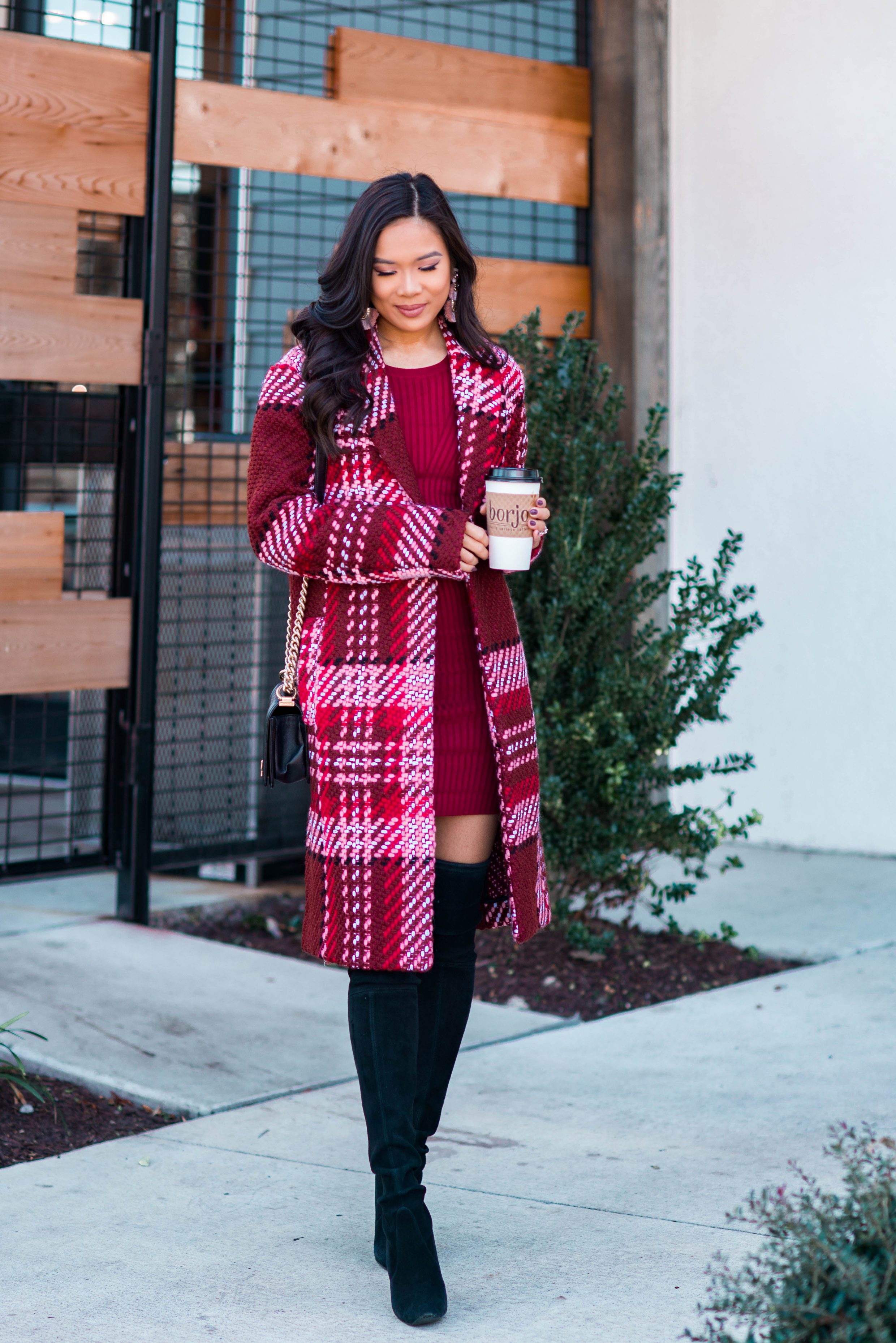 Blogger Hoang-Kim styles a plaid statement coat for fall and winter