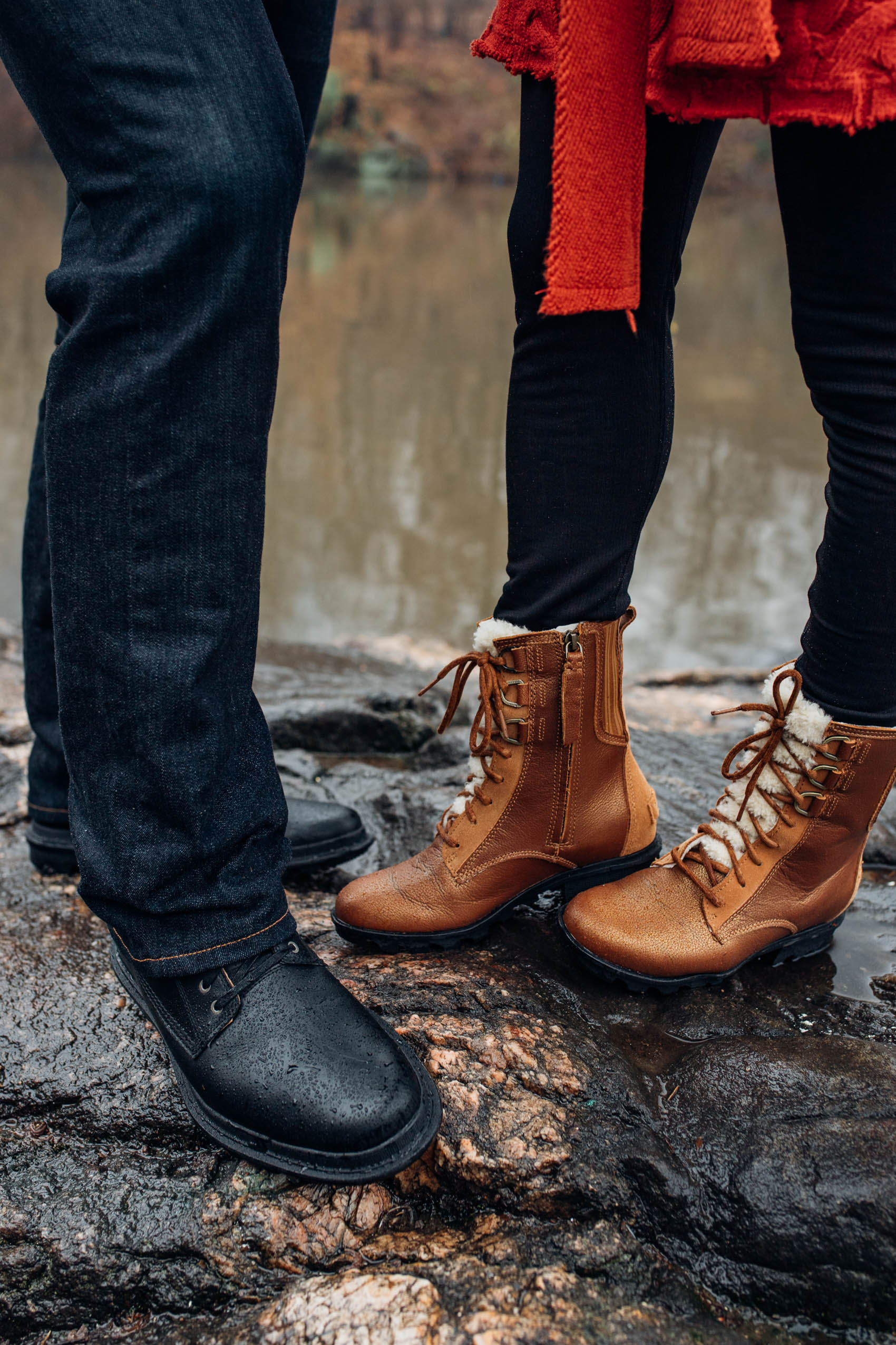 Blogger Hoang-Kim and her boyfriend wears Sorel Footwear during a winter trip to New York City