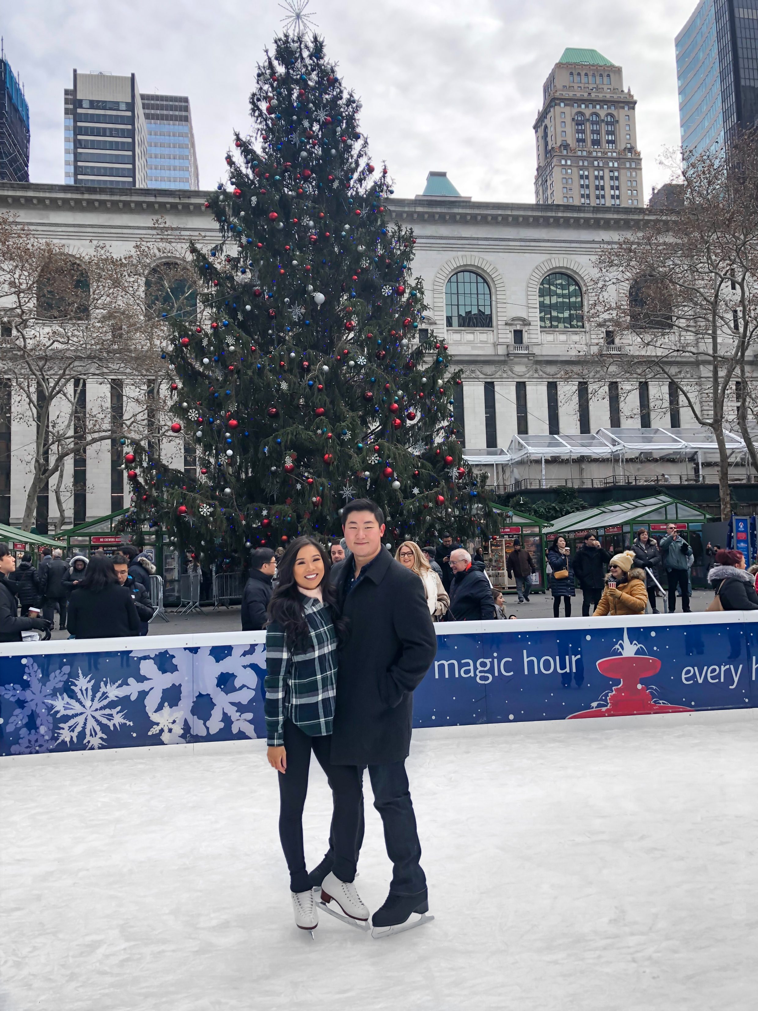 New York City Travel Guide: Hoang-Kim and Jonathan go ice skating at Bryant Park 