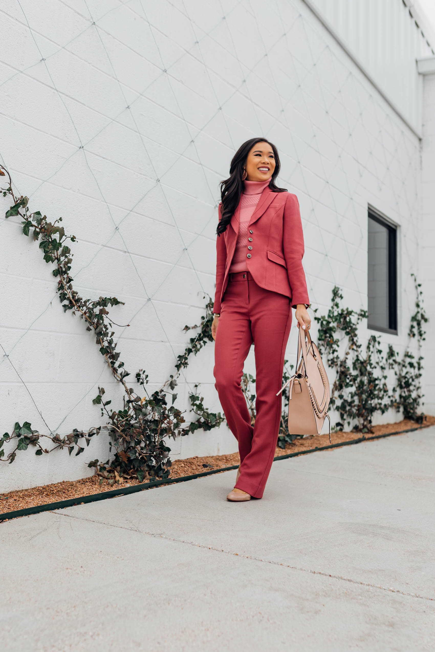 Blogger Hoang-Kim shares a colorful workwear style from White House Black Market