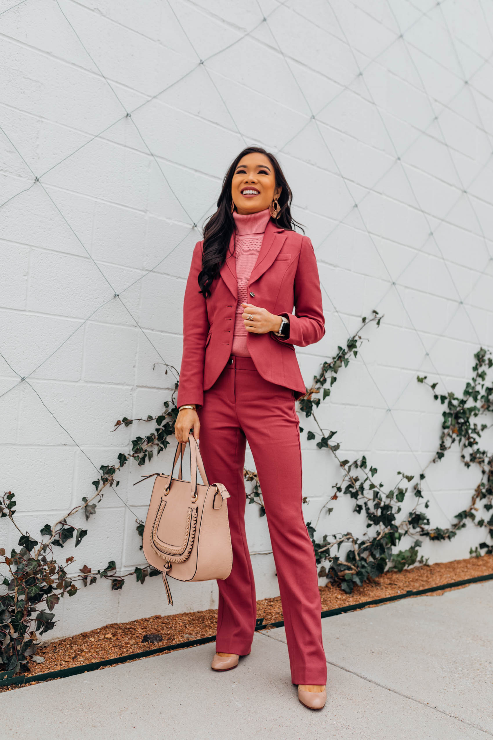 Blogger Hoang-Kim shares a colorful workwear style from White House Black Market