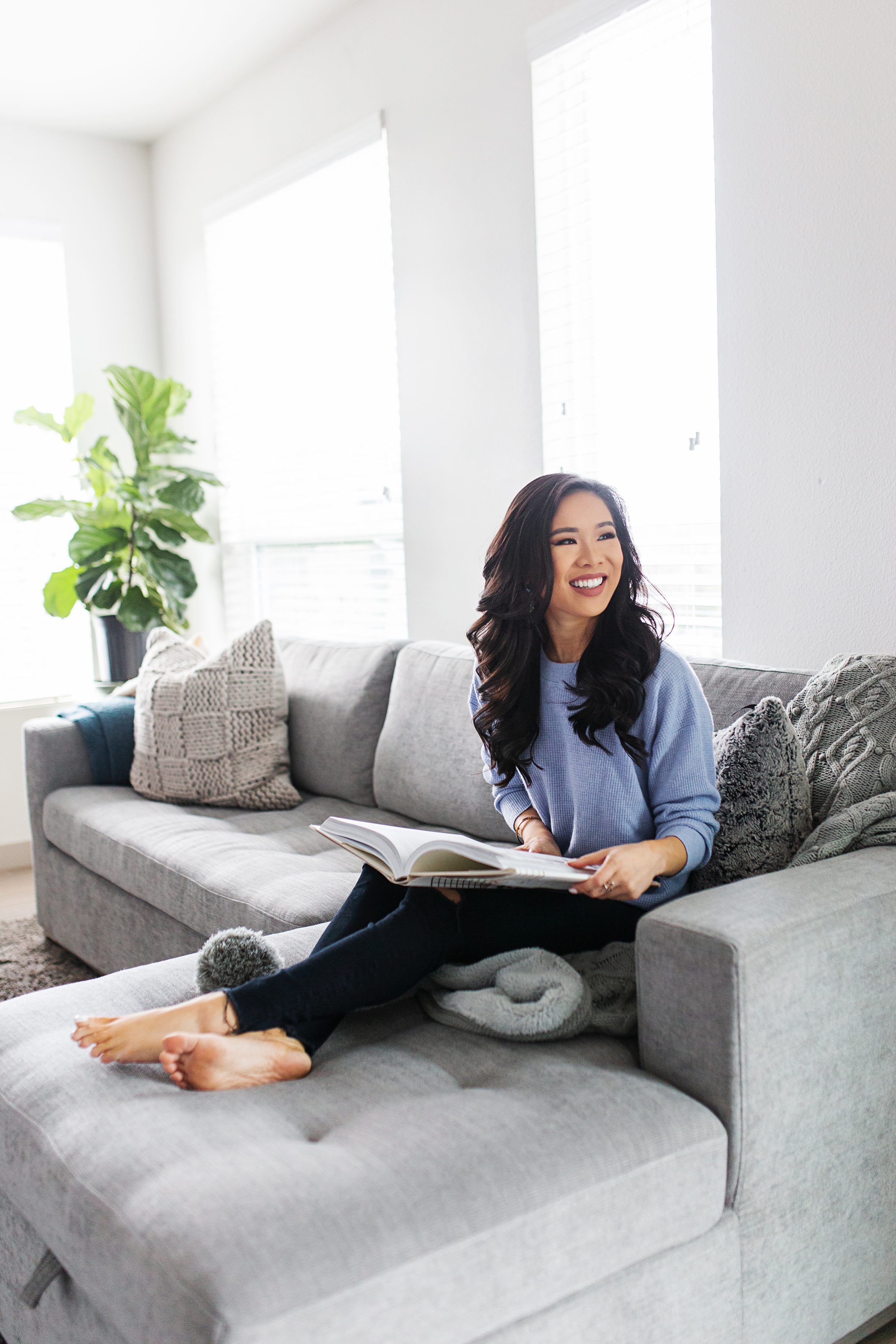Blogger Hoang-Kim on her new Article Soma Sofa Bed in dawn gray