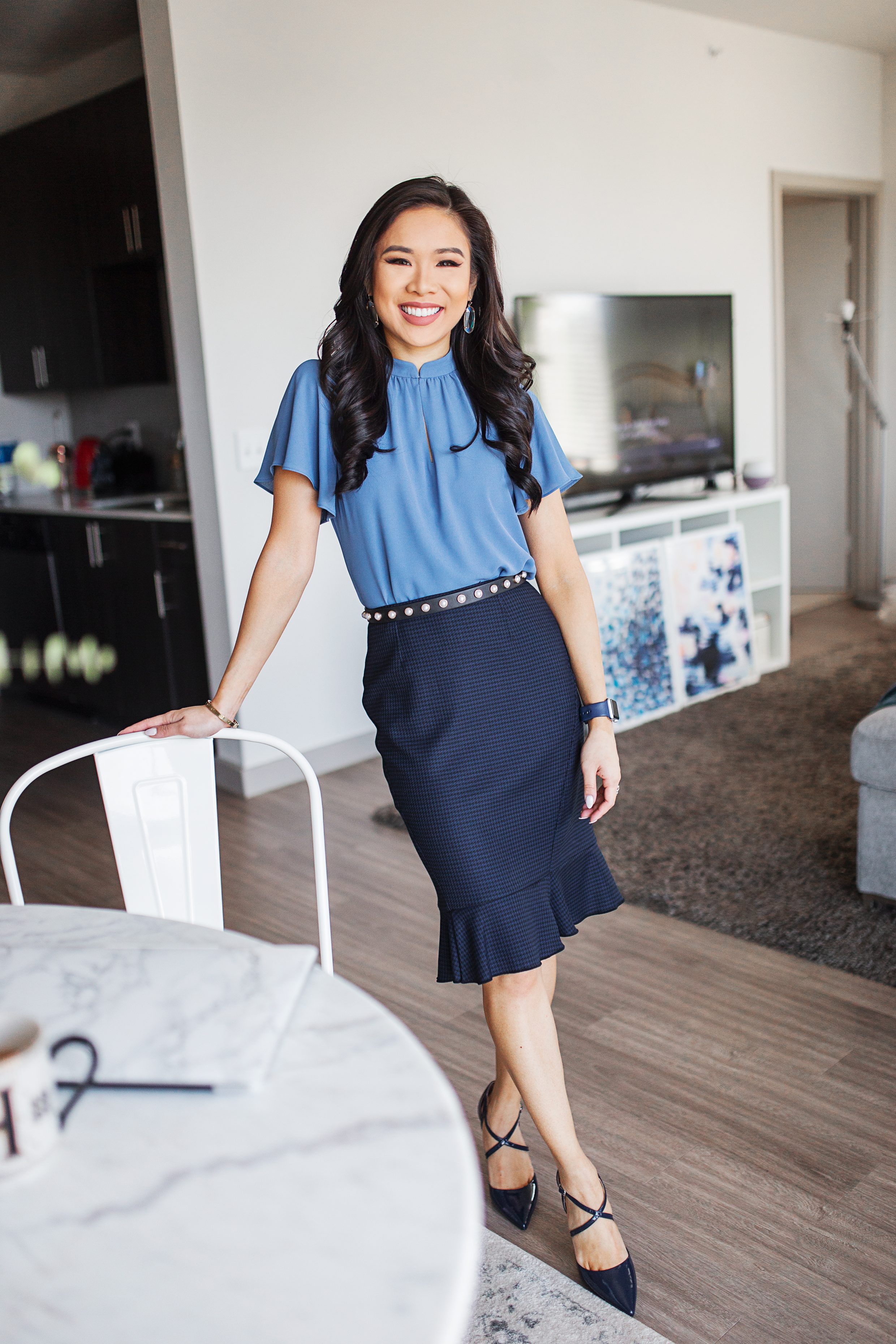 Blogger Hoang-Kim shares a spring work wear look from White House Black Market