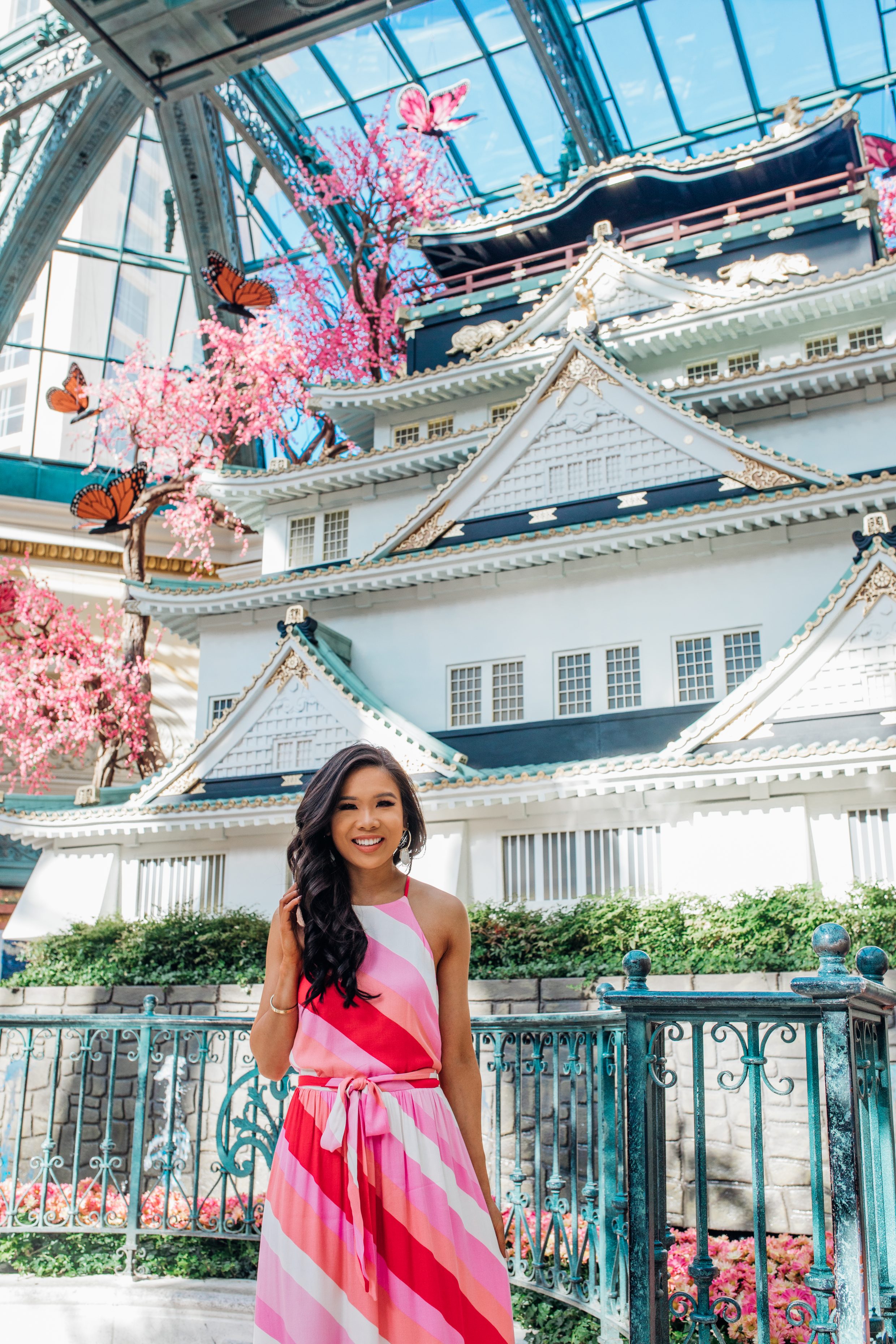 Blogger Hoang-Kim at the Bellagio Gardens with the Japanese Spring theme