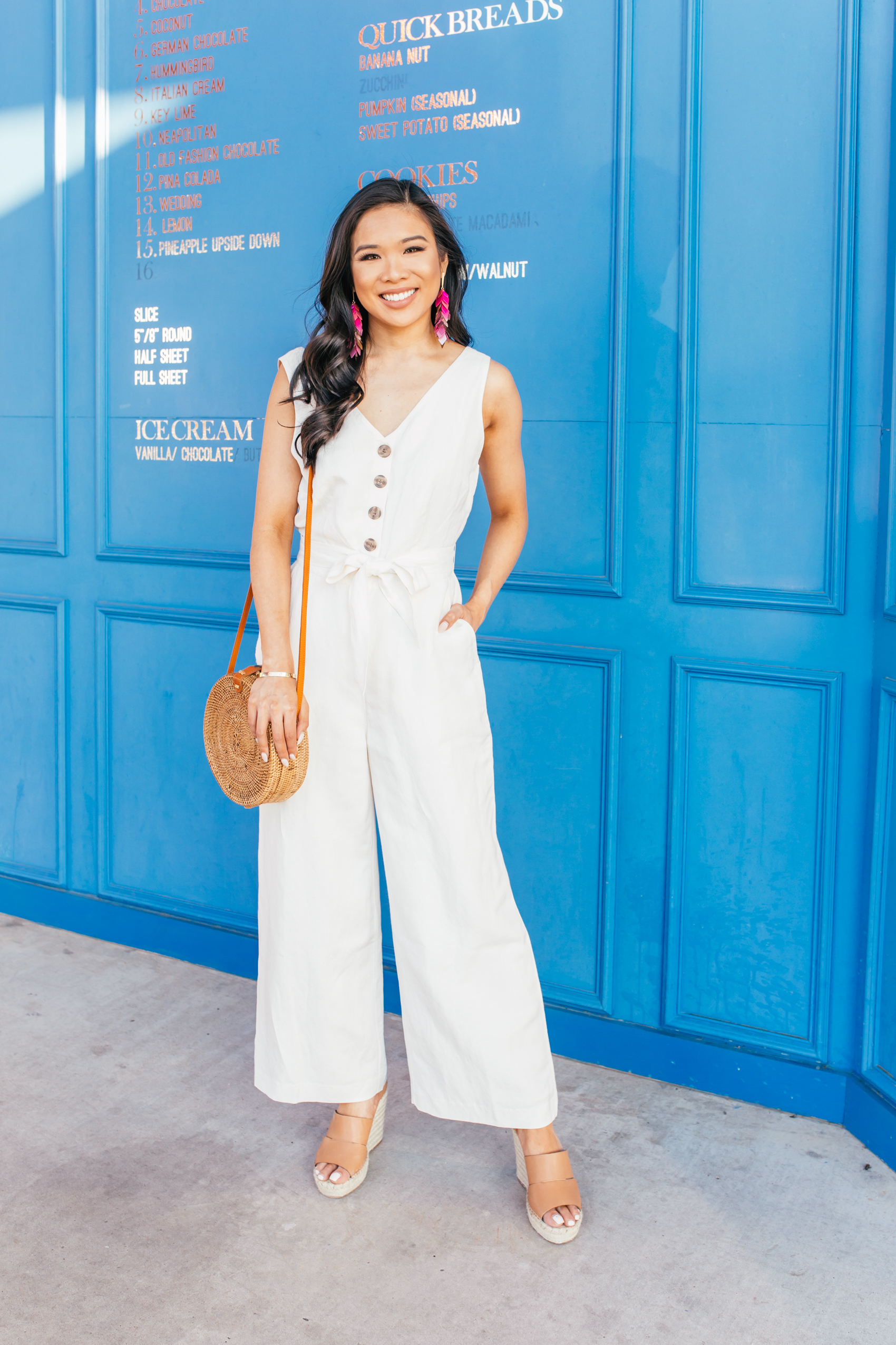 Blogger Hoang-Kim shares a linen jumpsuit for summer