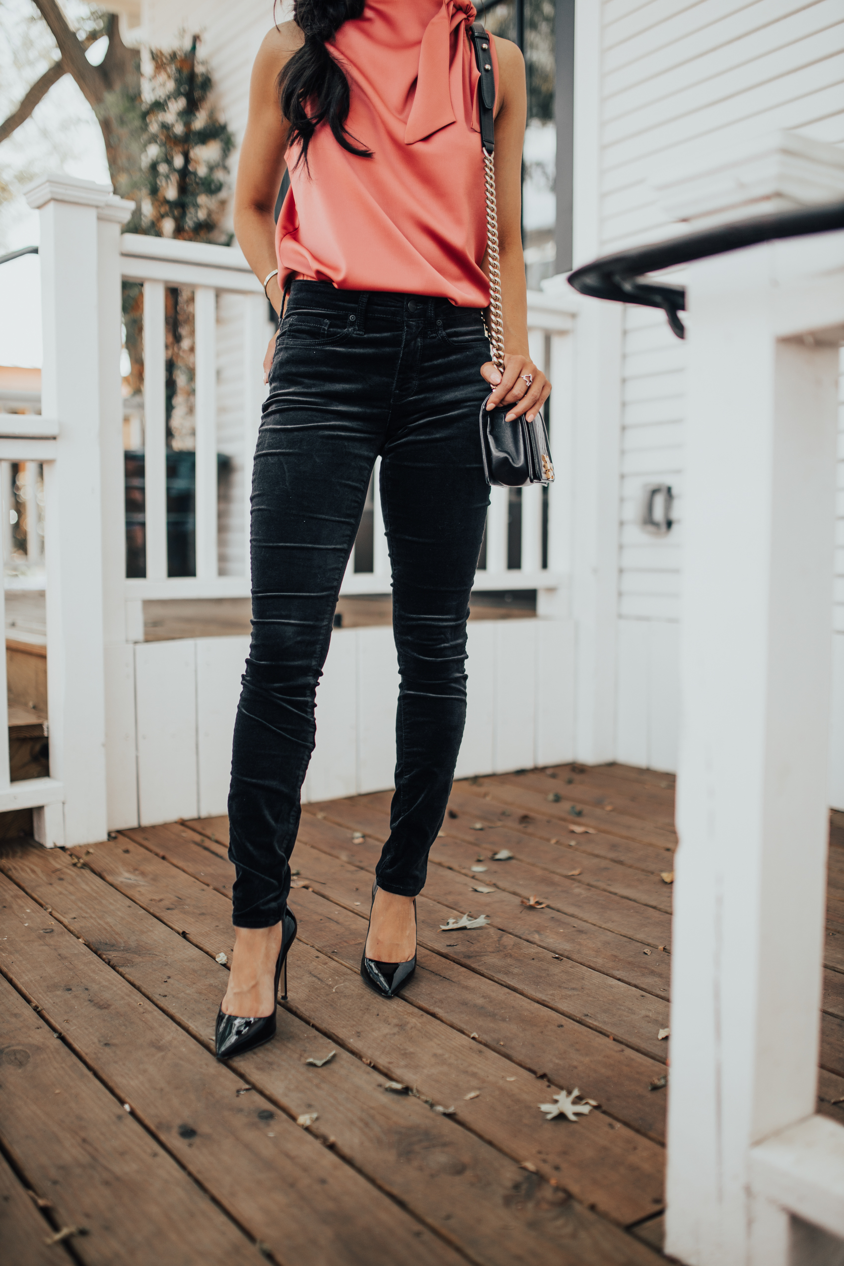 Fall outfits with NYDJ velvet skinny pants