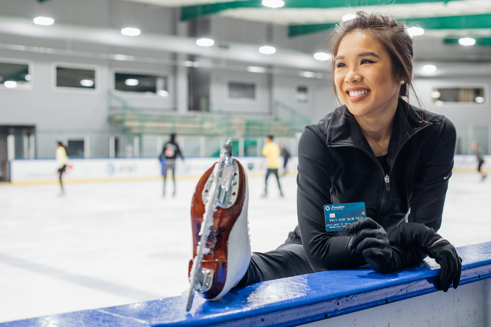 Blogger Hoang-Kim pays for ice skating time with her Chase Freedom Unlimited card