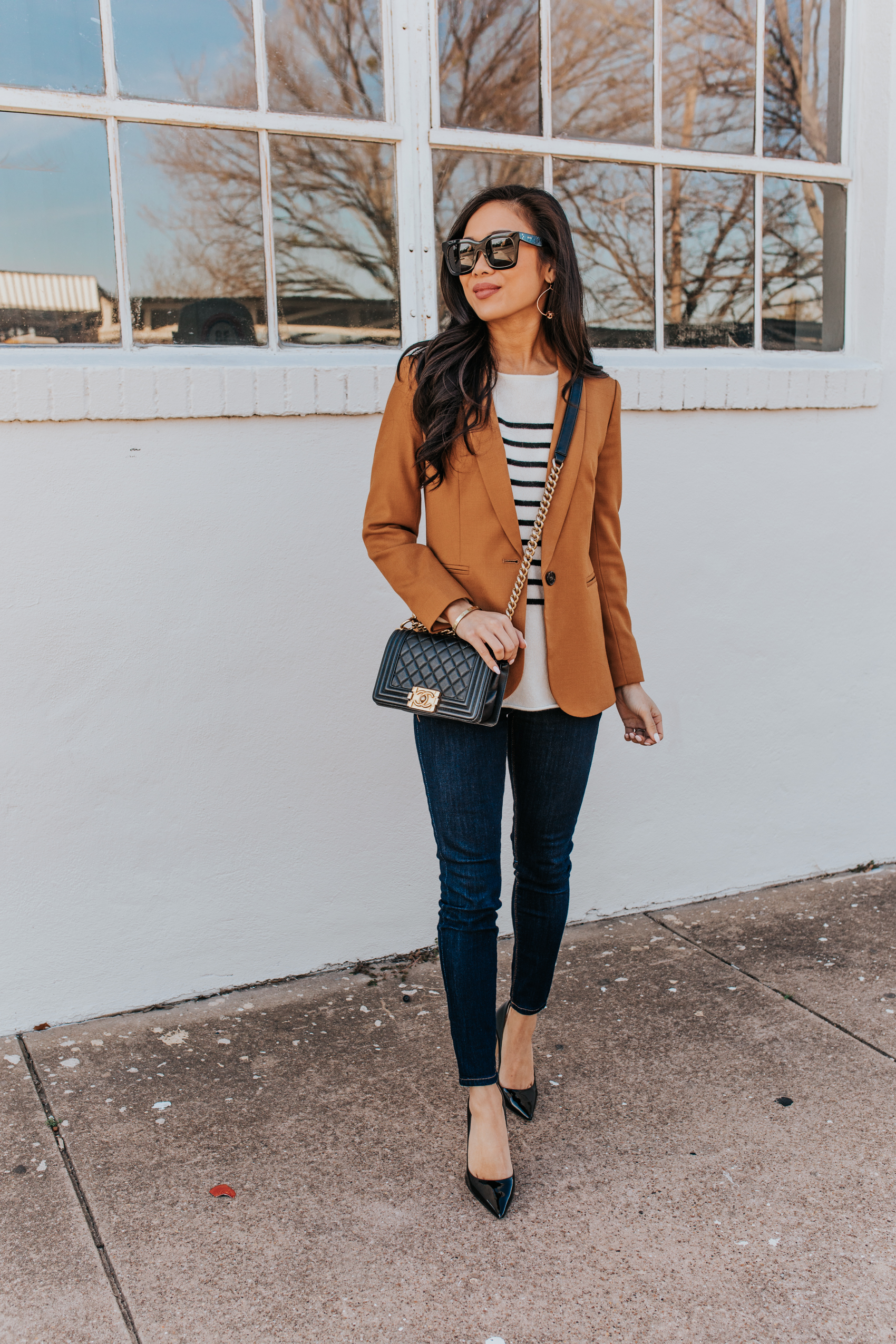 How to style a cashmere sweater for work by petite blogger Hoang-Kim