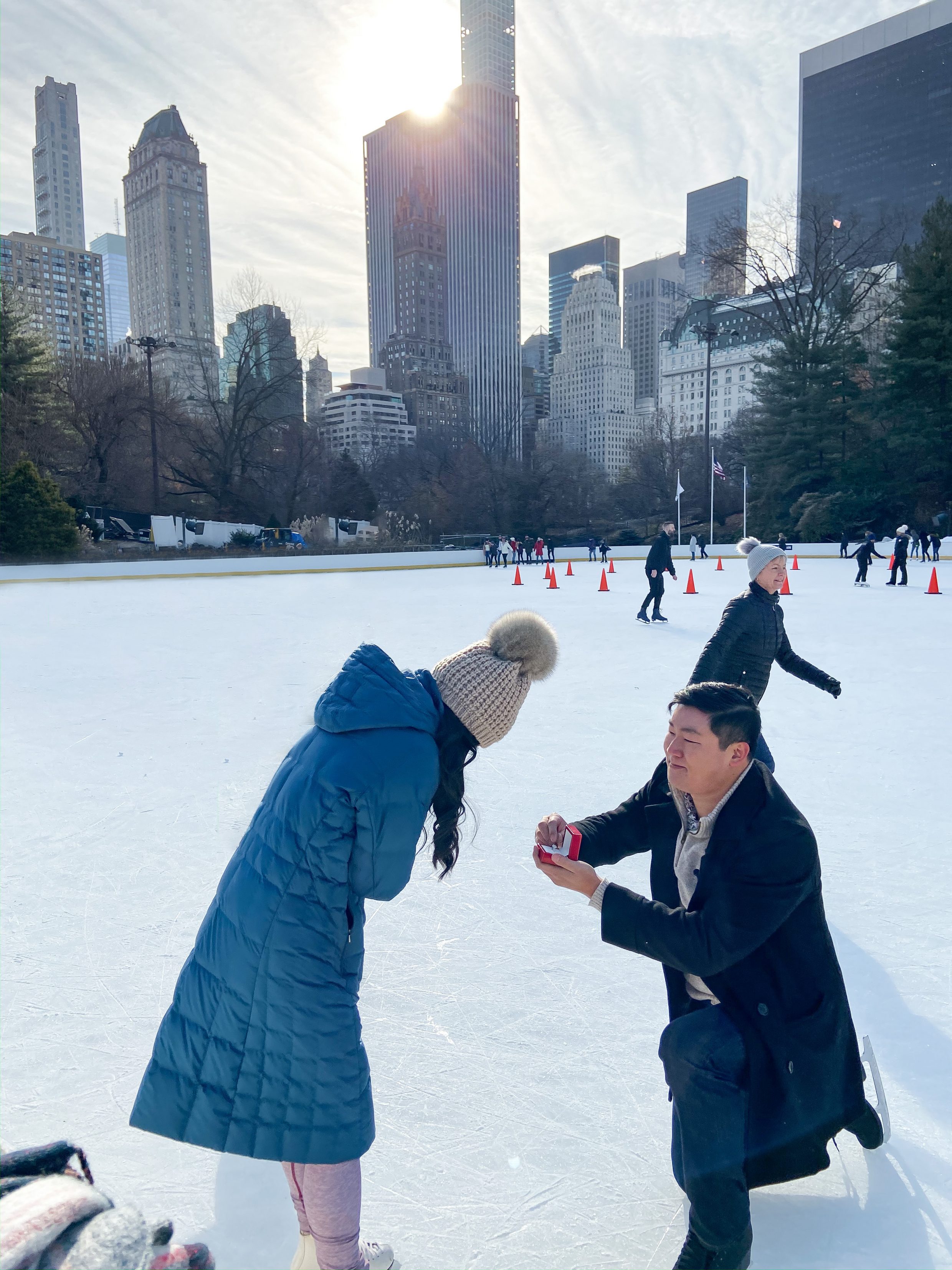 Surprise proposal while ice skating