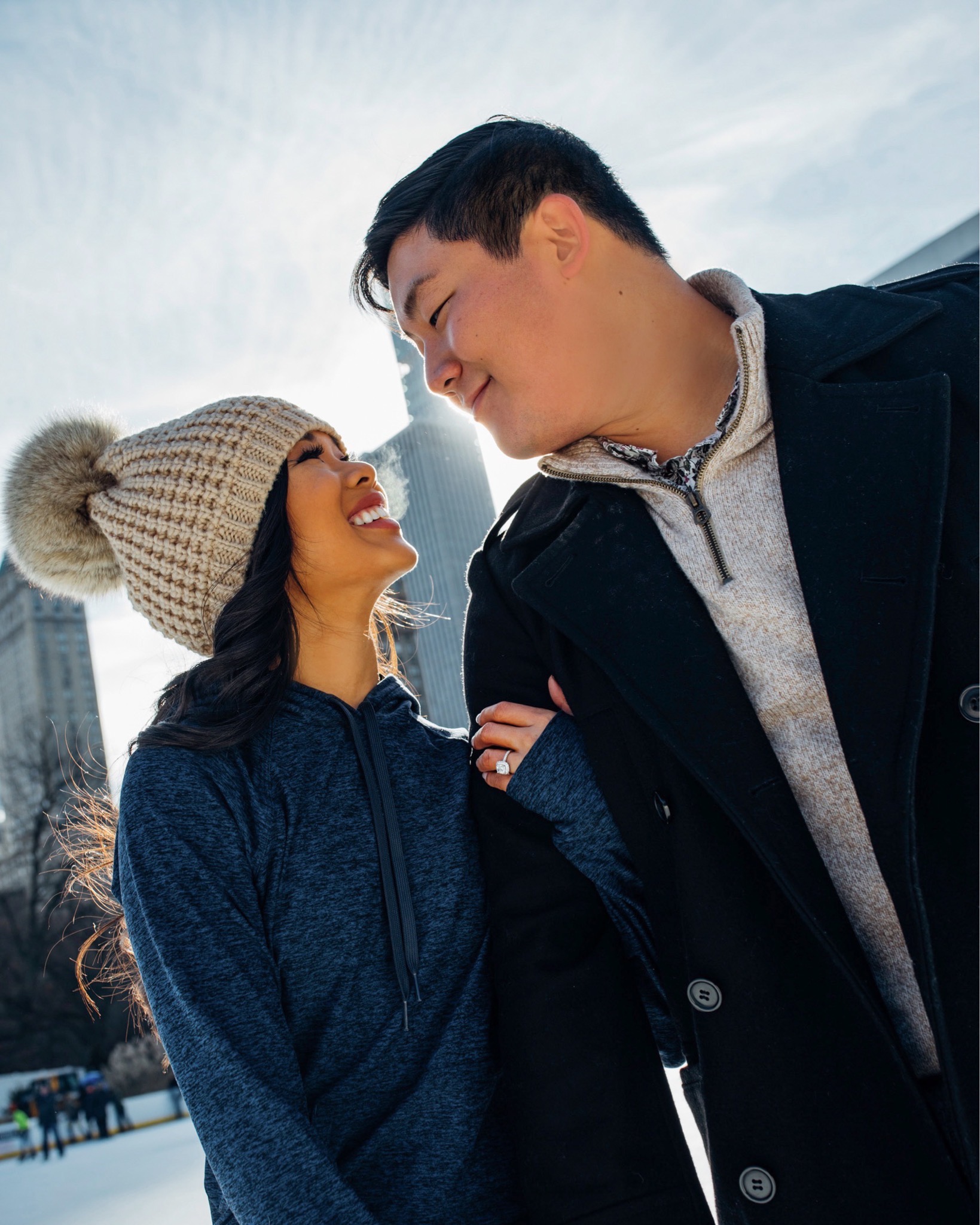 Surprise proposal ideas in Central Park while ice skating