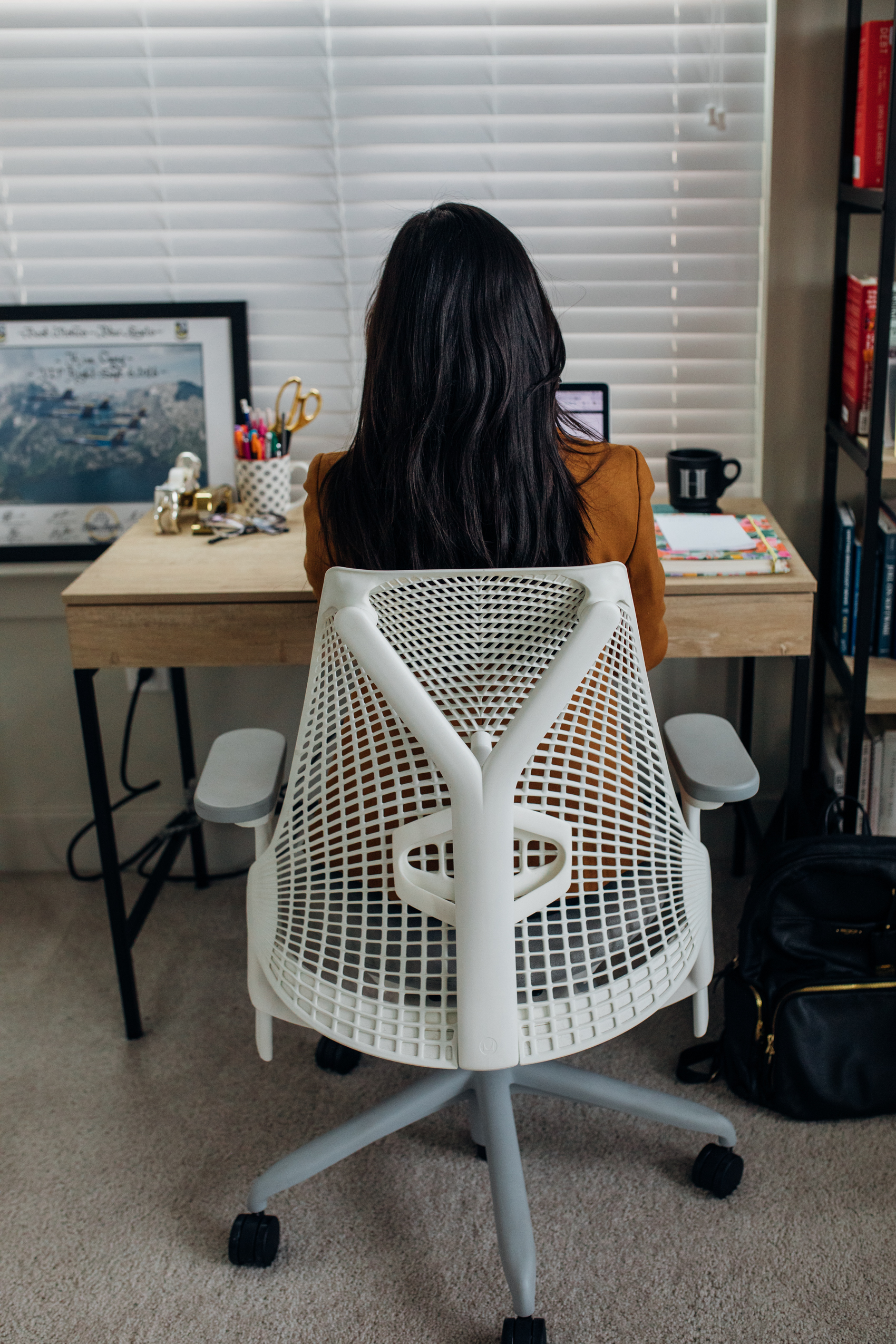 Herman Miller Sayl chair and writing desk in Dallas home office