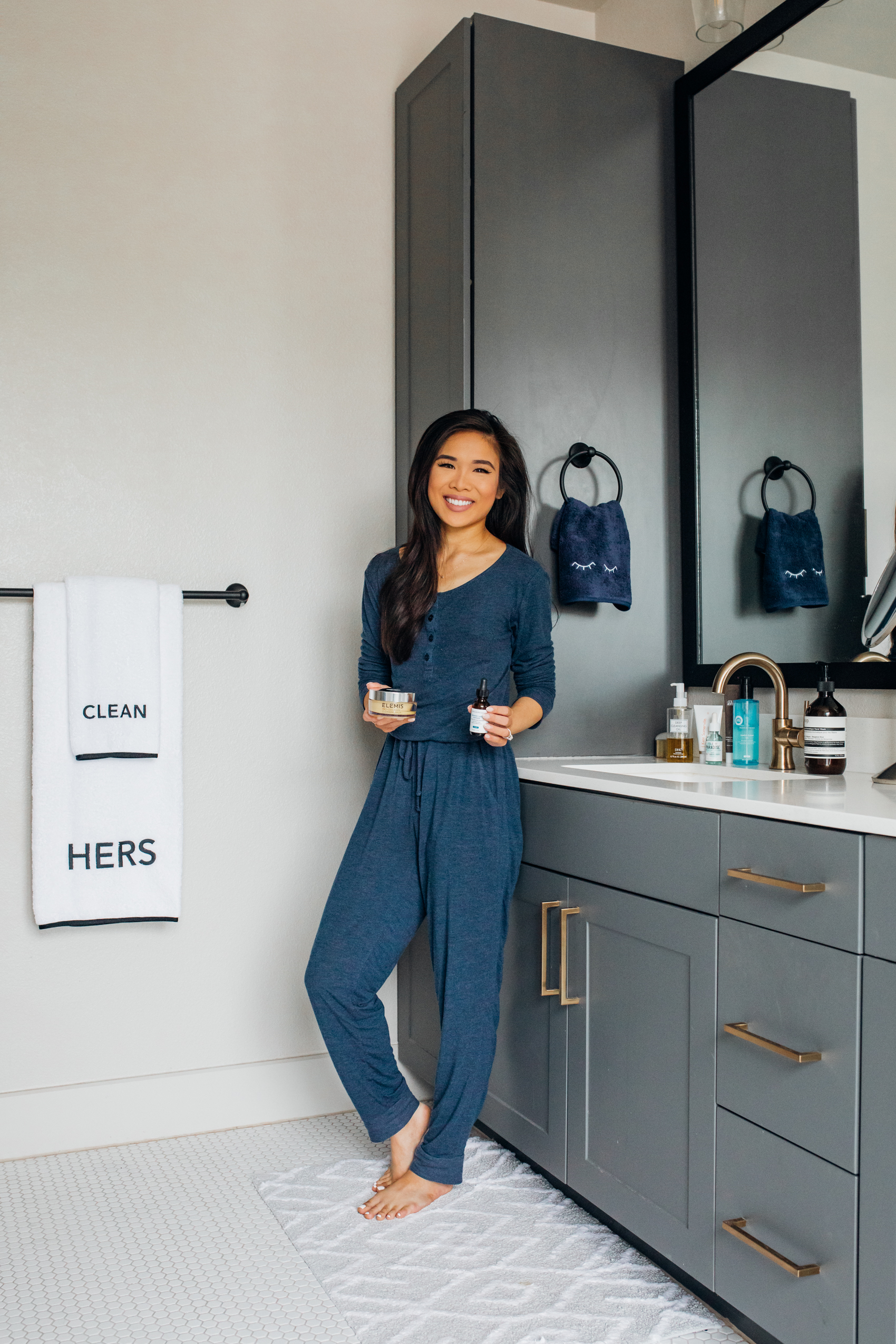 Blogger Hoang-Kim shares her spring skincare routine including why she doesn't use makeup wipes in her Dallas apartment bathroom