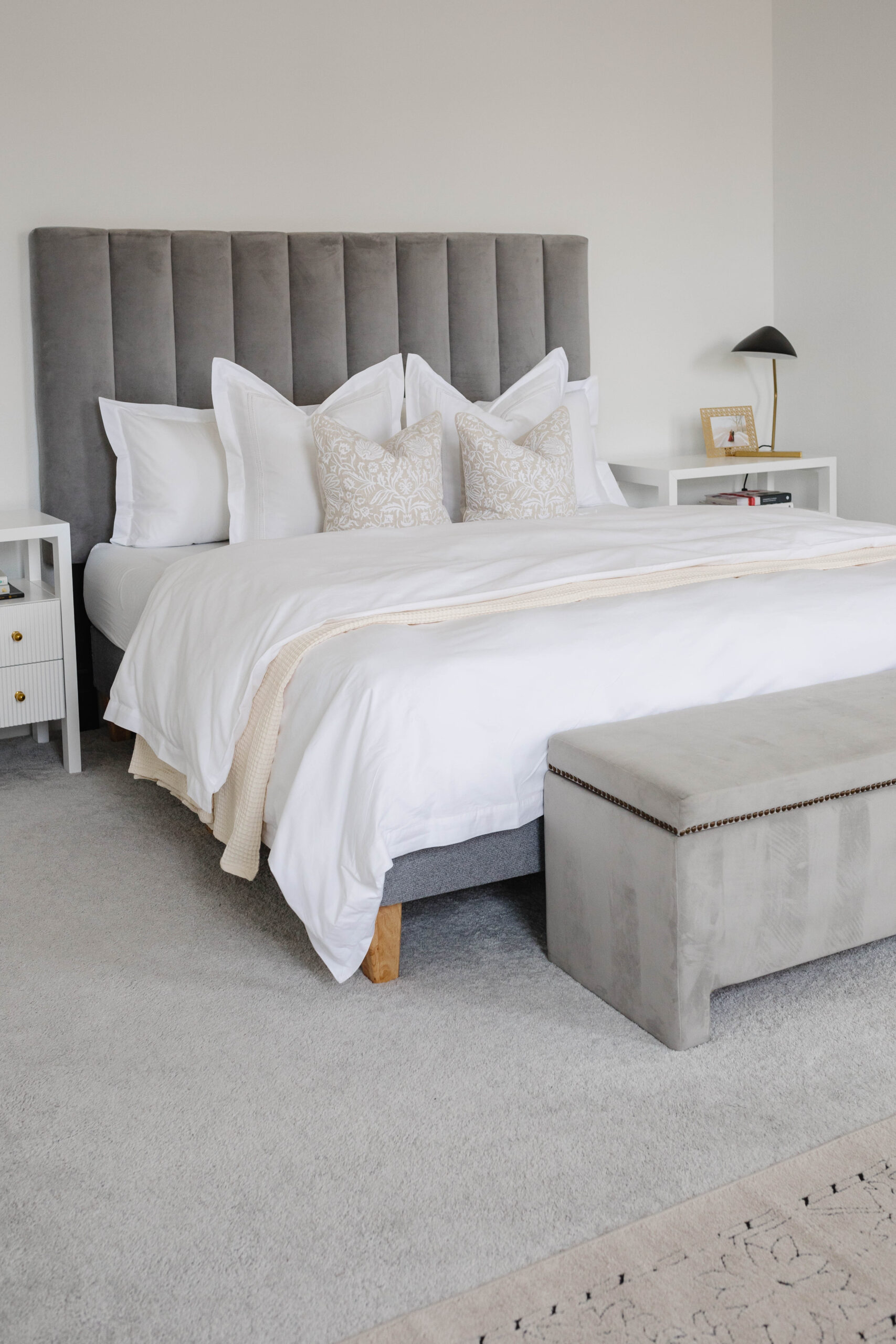 Is Boll and Branch bedding worth it? Blogger Hoang-Kim Cung's honest review, featuring her transitional bedroom.