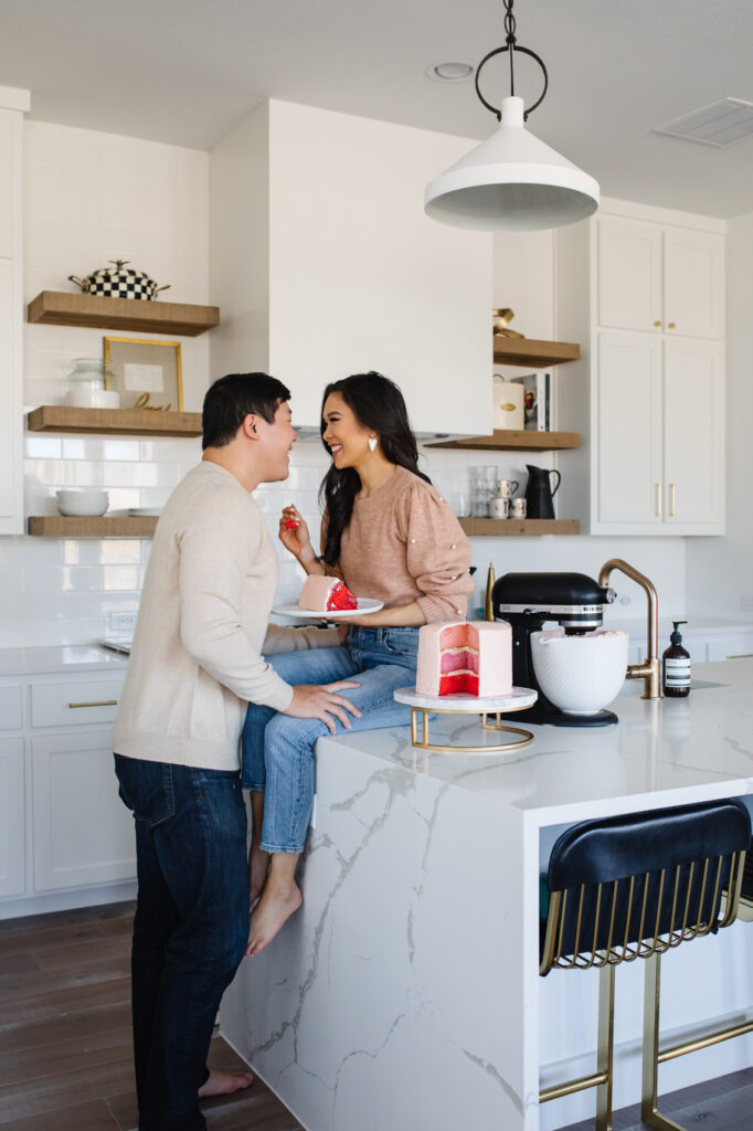 blogger hoang-kim cung in her modern transitional kitchen sharing the best valentine's gifts for her