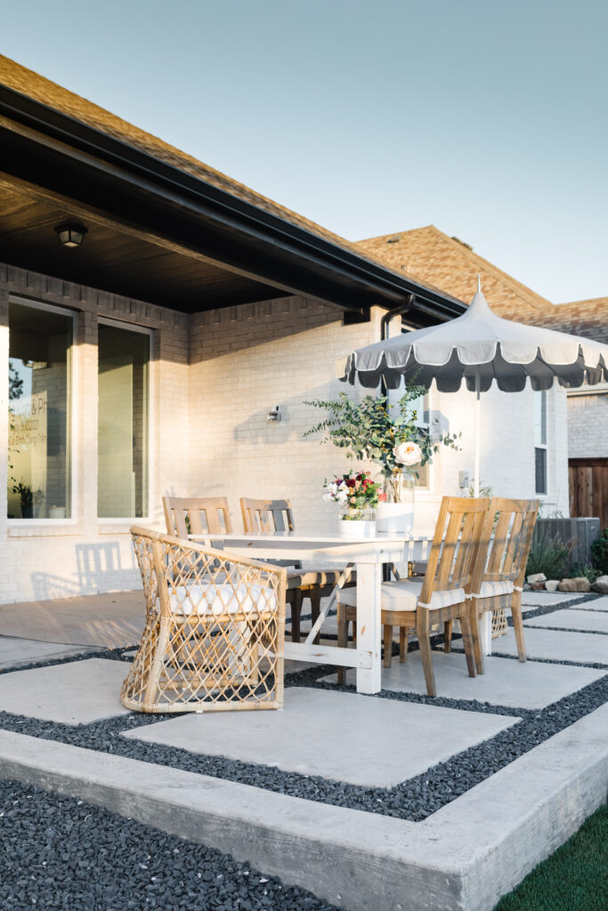 Blogger Hoang-Kim Cung's parents' backyard transformation with concrete pavers, Yardzen, and Serena & Lily