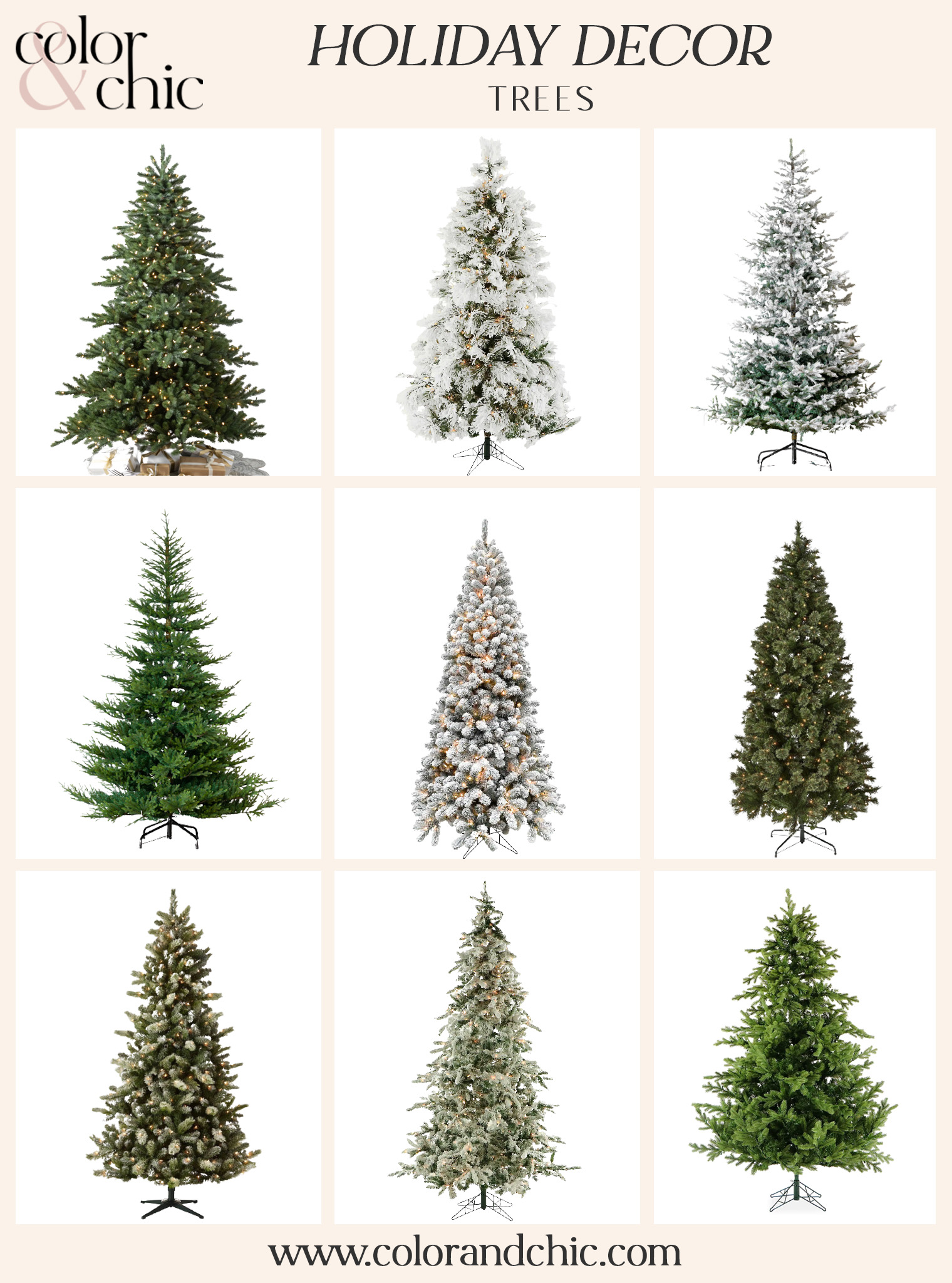 Christmas decor ideas from blogger Hoang-Kim Cung including fake Christmas trees