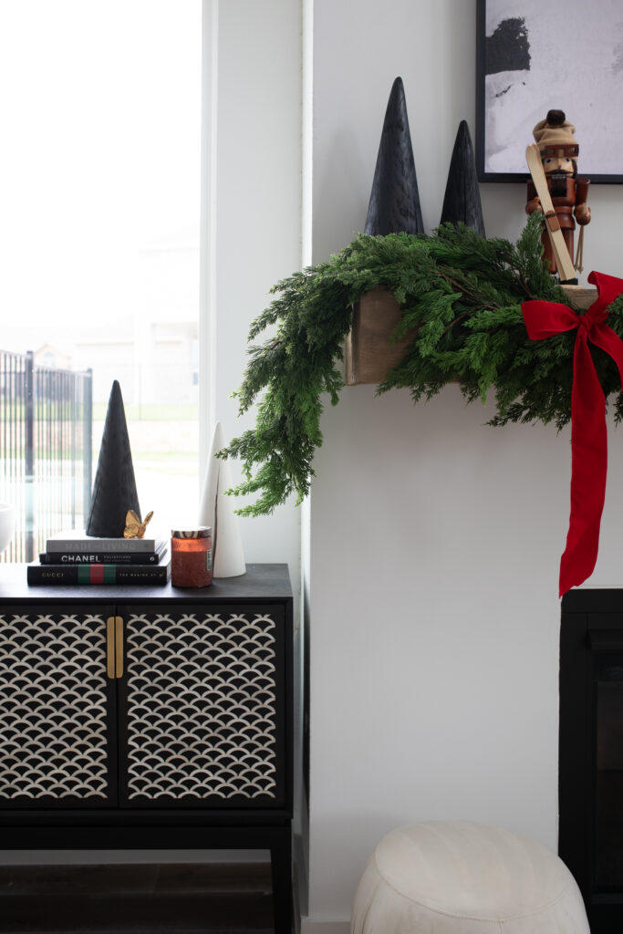 Blogger Hoang-Kim Cung shares her modern Christmas decor from Arhaus in her transitional living room