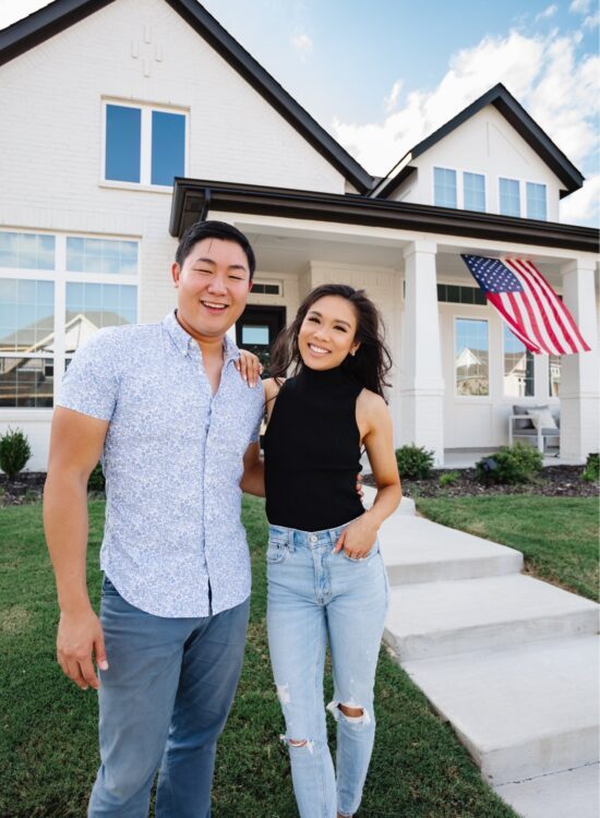 Blogger Hoang-Kim Cung in front of her transitional home in Dallas, Texas