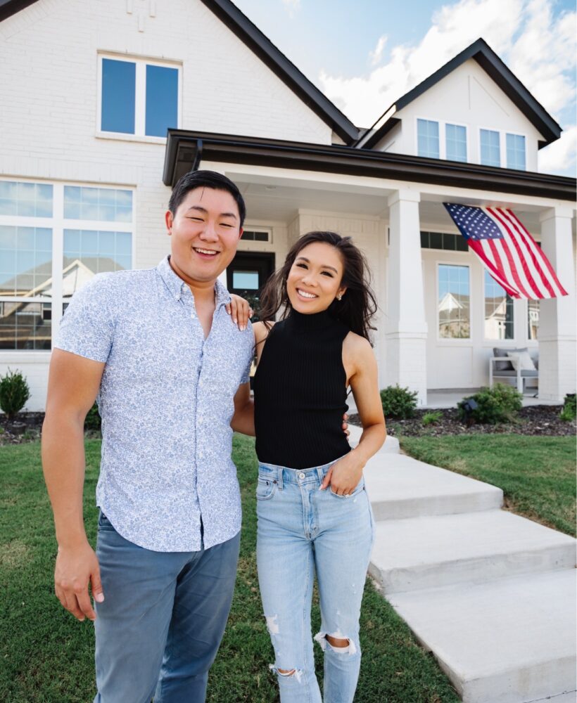 Blogger Hoang-Kim Cung in front of her transitional home in Dallas, Texas