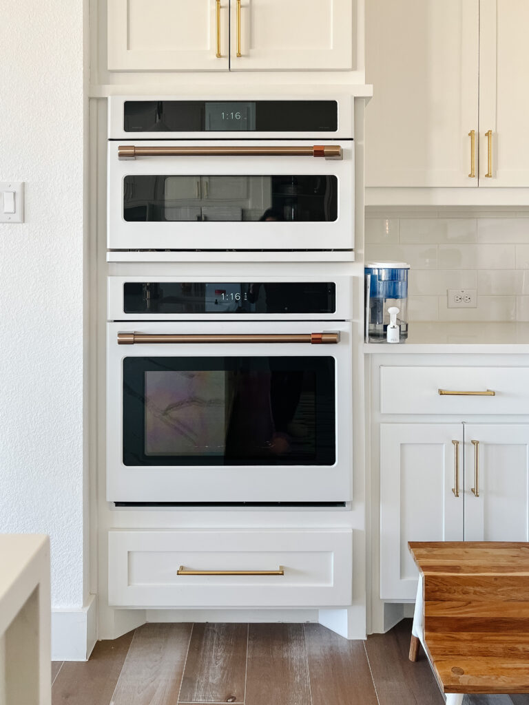 Blogger Hoang-Kim Cung shares a Cafe Appliances review featuring her transitional white kitchen