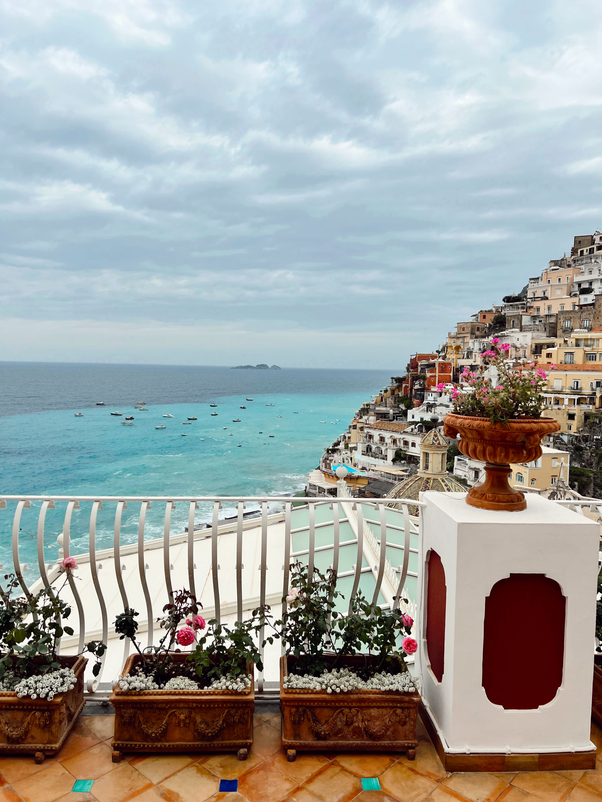 view from Le Sirenuse Hotel in Positano on the Amalfi Coast