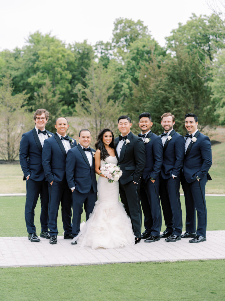 Blogger Hoang-Kim Cung's wedding with the groom and groomsmen in The Black Tux