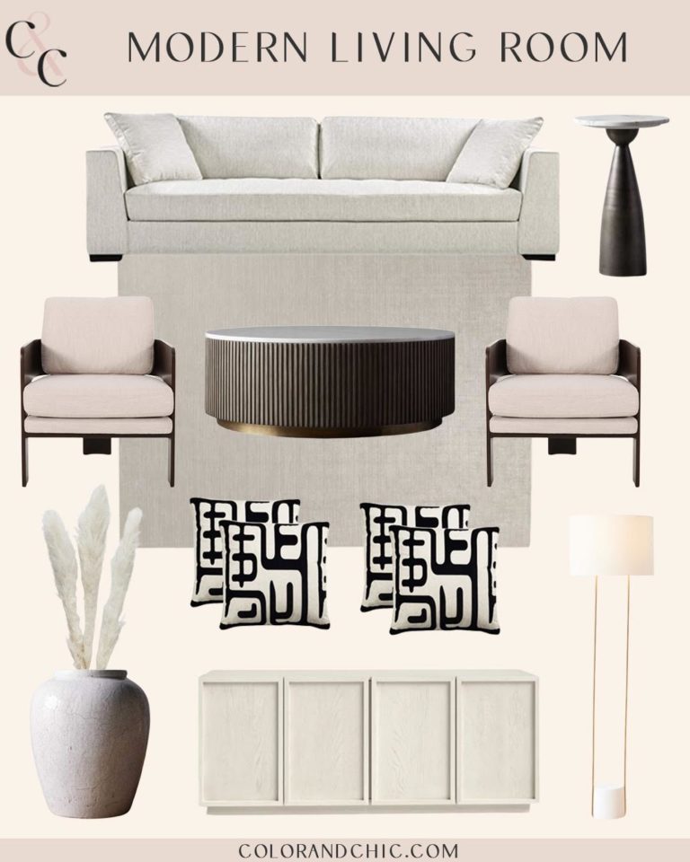 modern living room ideas by blogger hoang-kim cung including arhaus, safavieh, joss & main, west elm, afloral, christopher knight and poly & bark