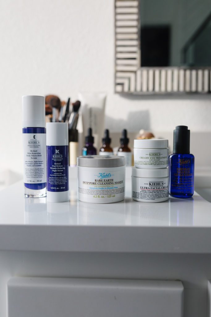 blogger hoang-kim cung reviews kiehl's retinol night serum, retinol micro-dose serum, rare earth deep pore cleansing masque, ultra facial cream, creamy eye treatment, and midnight recovery concentrate face oil