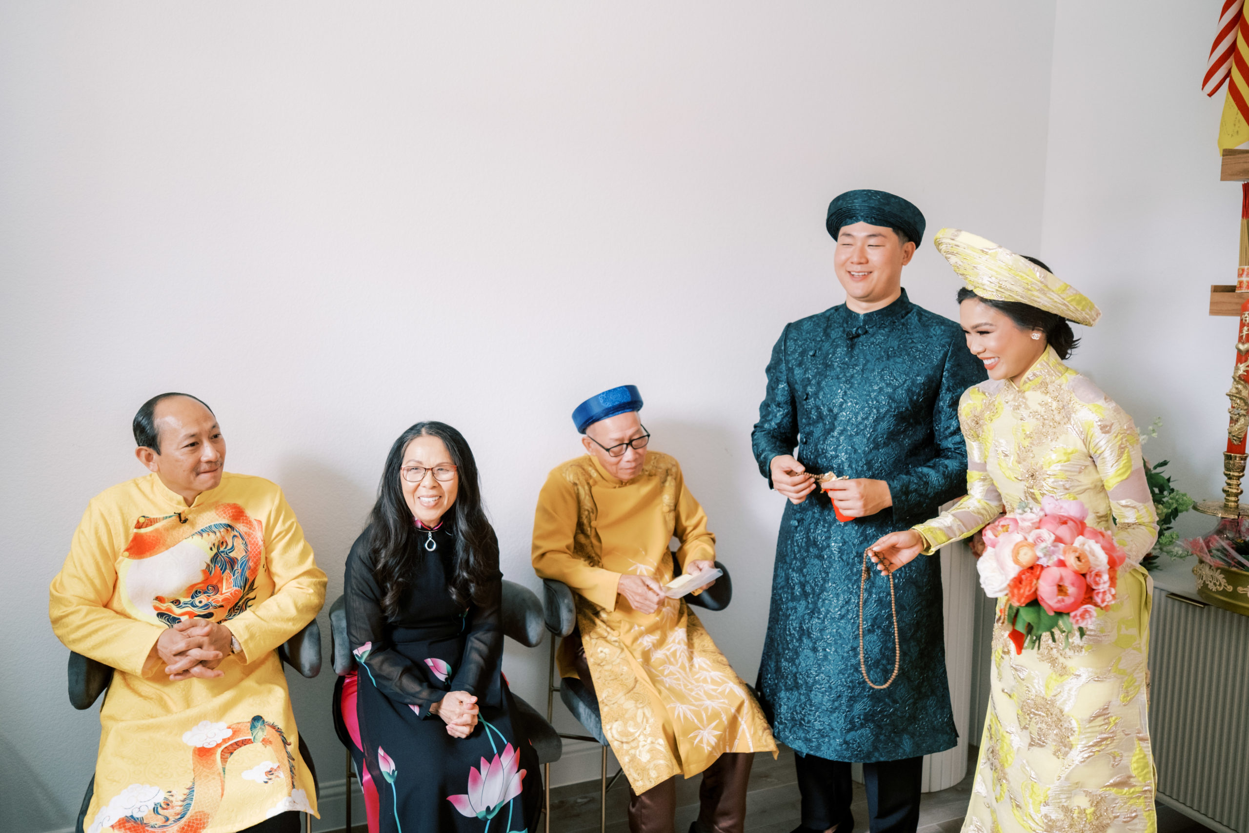 Blogger Hoang-Kim Cung and her new husband Johnny during the Le Ruoc Dau, a part of the Vietnamese Wedding traditions.