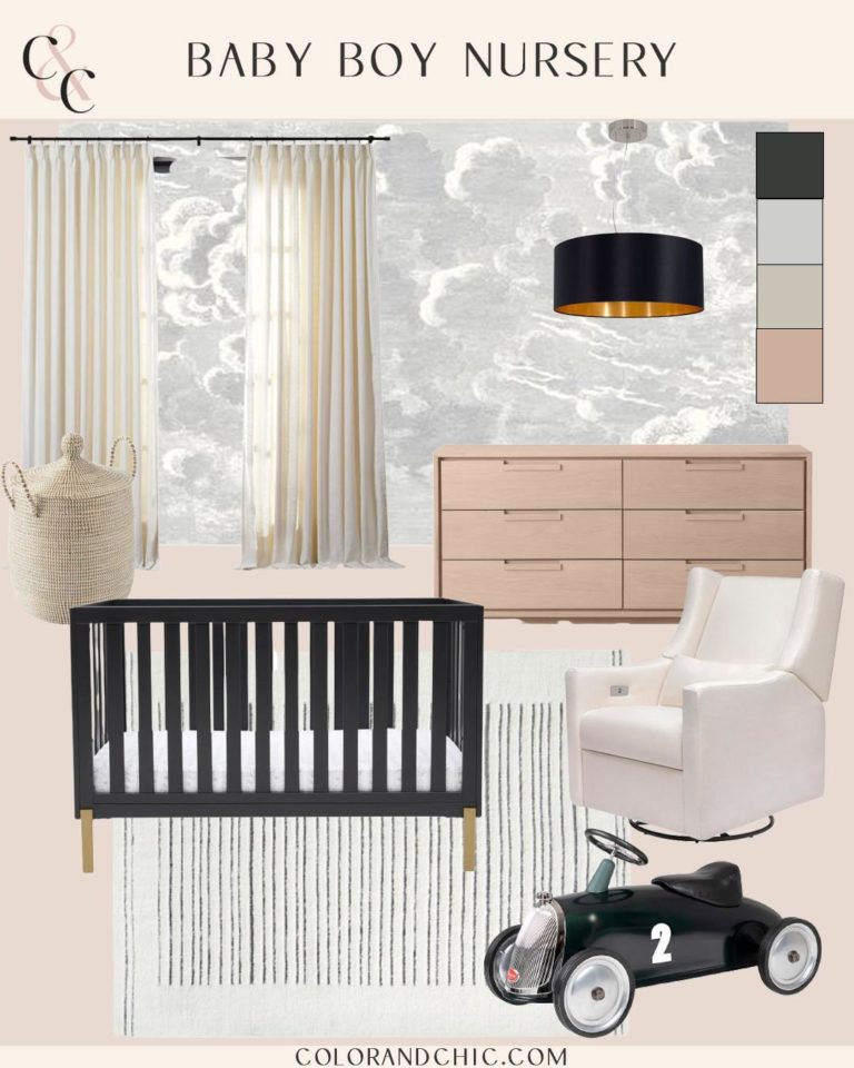 nursery inspiration for boys from arhaus, west elm, wayfair, amazon, cole & son, kathy kuo home, and serena & lily