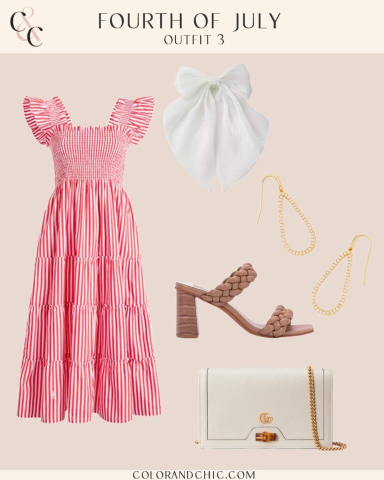 cute 4th of july outfit from hill house home, dolce vita, gucci, kendra scott, and urban outfitters